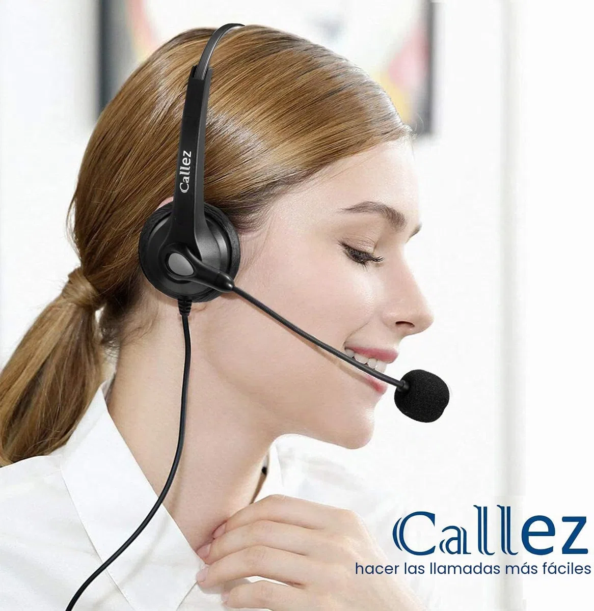 Auriculares Teléfono Fijo RJ9 Mono, Micrófono con Cancelación de Ruido, Cascos Centro de Llamadas para Gigaset DA710 Fanvil X4G X7C Polycom VVX311 Avaya 1408 Mitel Aastra Alcatel-Lucent