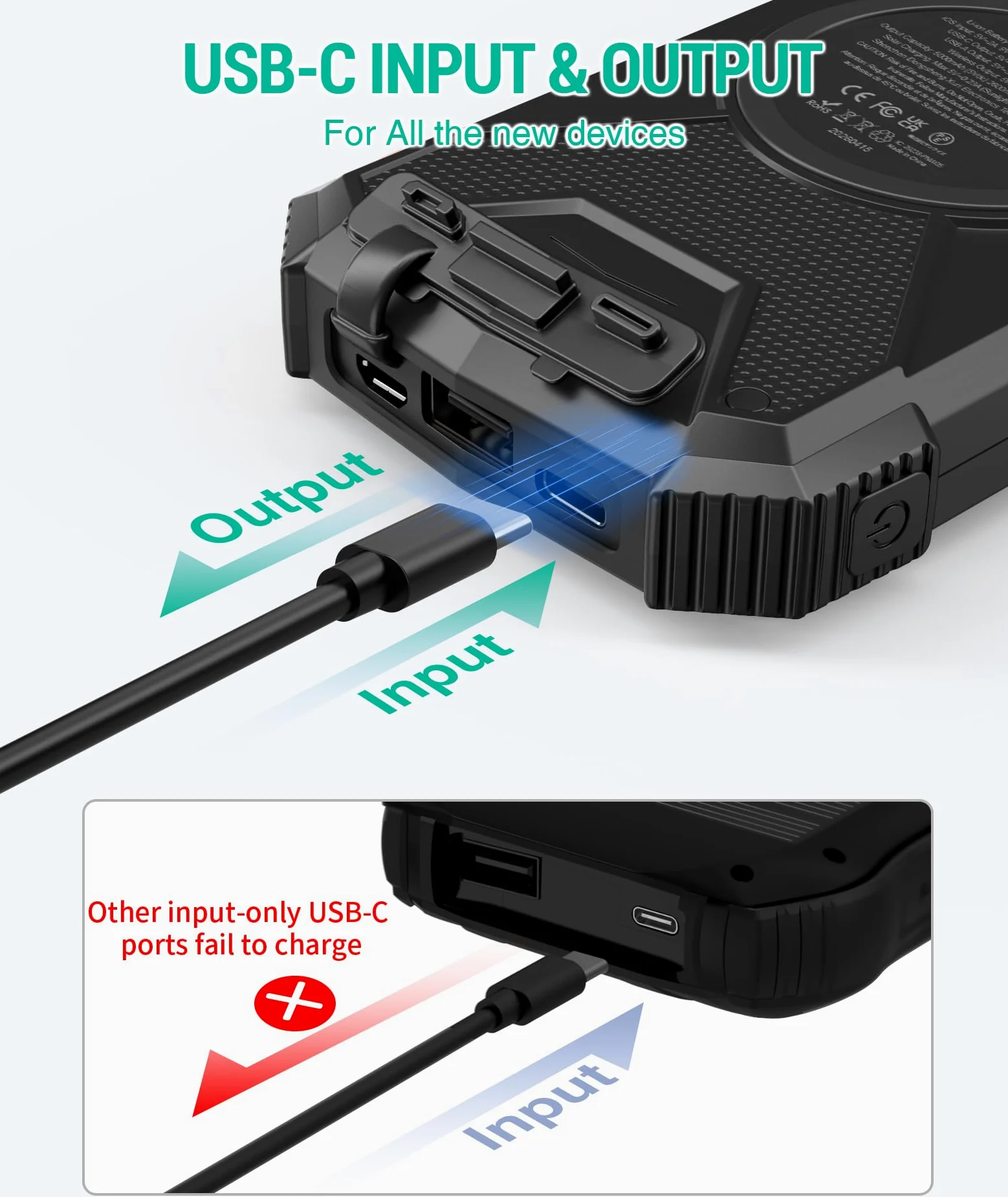Solar Power Bank Cargador Solar 10000mAh, Banco de energía USB C portátil con Panel Solar Qi Carga rápida inalámbrica Batería de Camping Cargadores solares para teléfono móvil