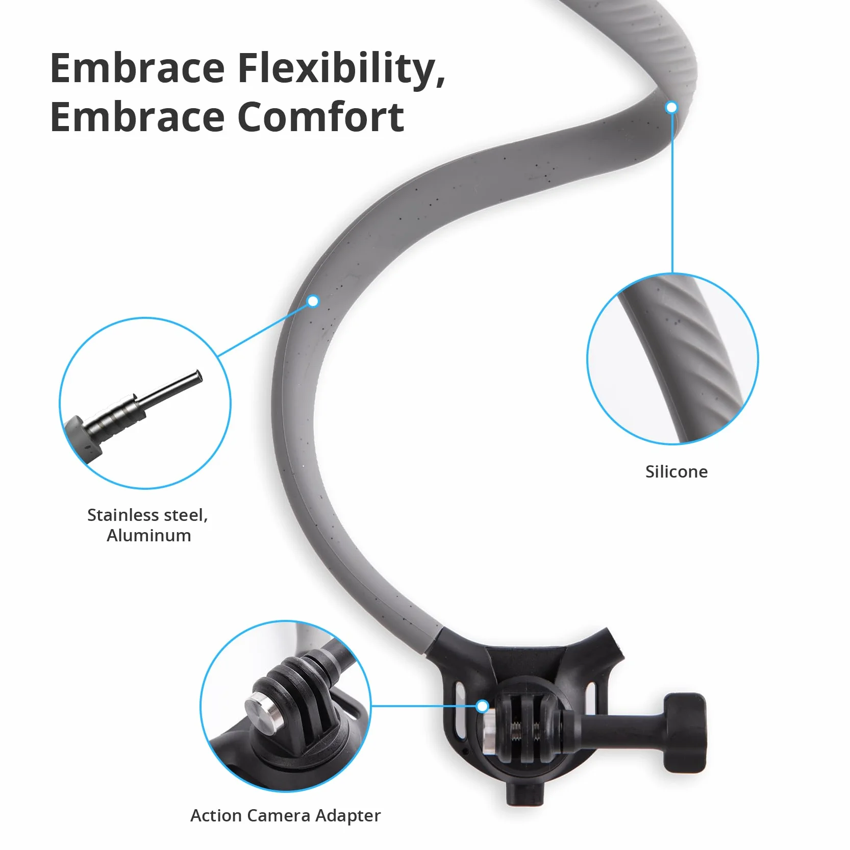 PGYTECH CapLock Soporte de Cuello Montura POV Correa Manos Libres para dji OSMO 360, Action 6/Pocket 4, para GoPro Hero 13/12, Cordón para Insta360 Ace Pro 2, Accesorio de Cámara de Acción