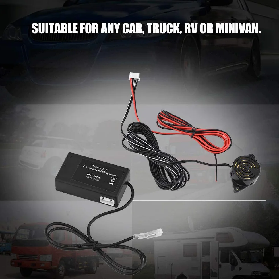 PUSOKEI U301 Alarma de Marcha Atrás de Radar de Inducción Electromagnética,Kit de Sensor de Estacionamiento de Seguridad Universal Completo,Sin Perforación,Sin Sonda,para Automóvil,Camión,RV