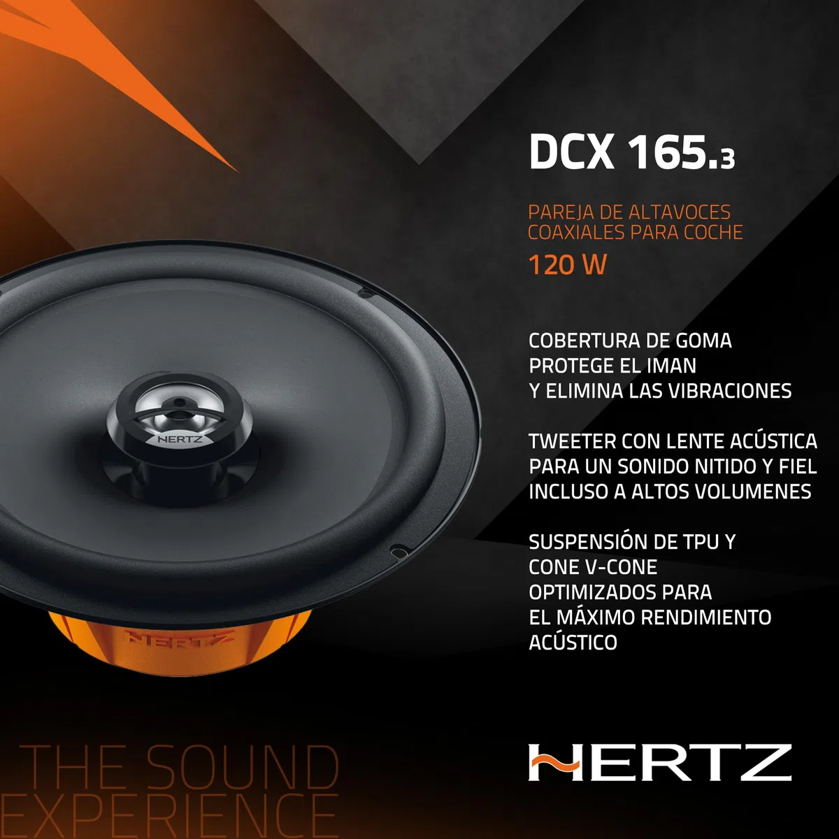 Hertz DCX 165.3 par de Altavoces coaxiales de 2 vías 165 mm, 120 W | papel prensado hidrófugo, tweeter PEI 15 mm, 6,5 pulgadas, 60 W RMS, 4 Ohm, 93 dB, 60-21000 Hz, imán de ferrita