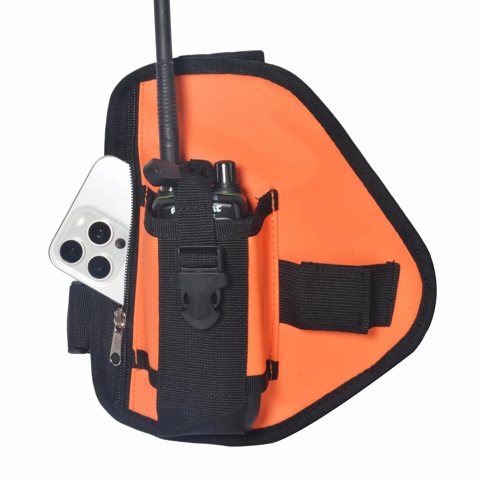 UAYESOK Funda Walkie Talkie, Arnés para el Pecho de Radio, Torácico Táctico, Bolsa Militar con Correa Ajustable para Radio Baofeng Motorola Icom Midland Kenwood (Naranja)