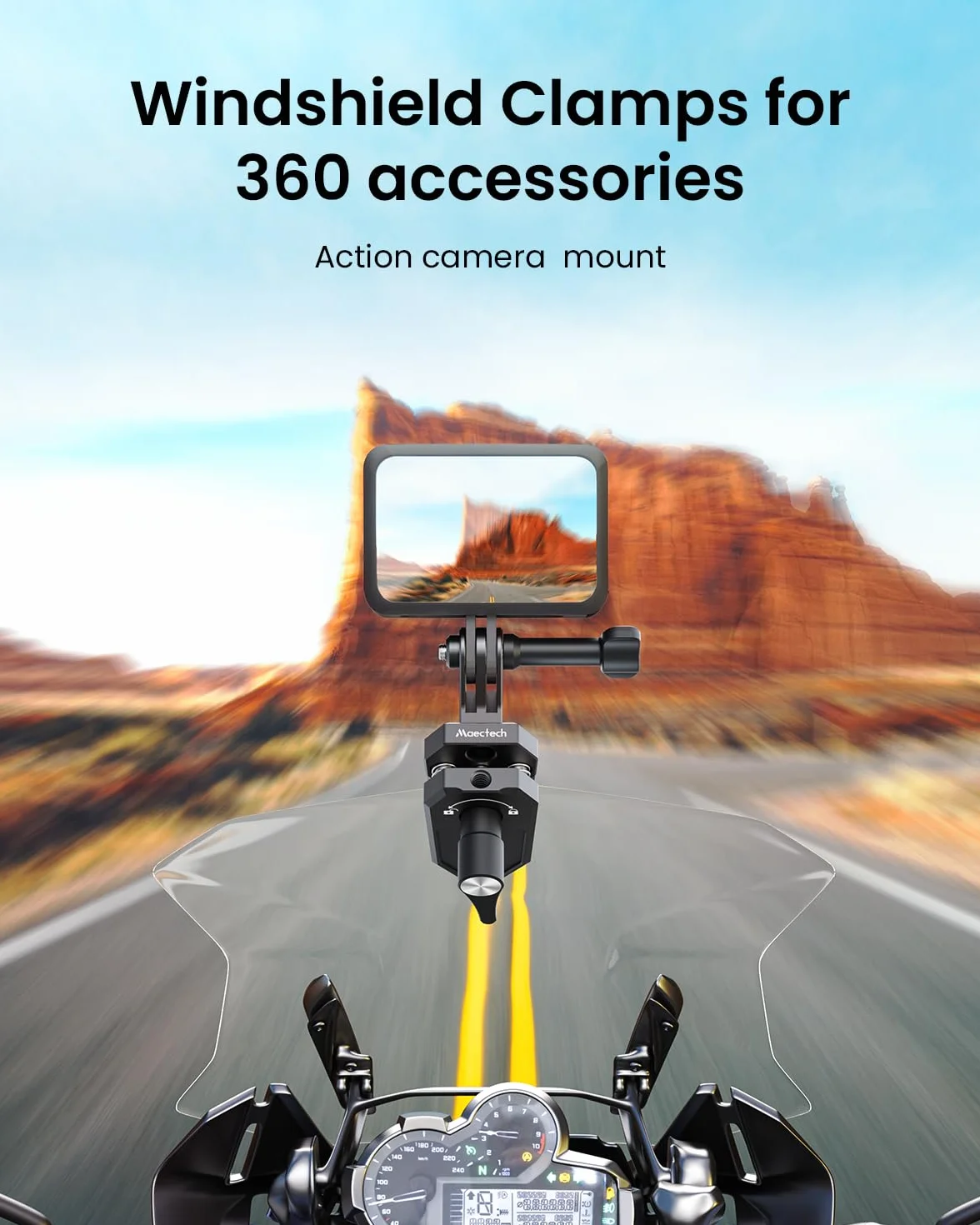Pinza de Soporte de Cámara para Parabrisas de Motocicleta para Insta360 X5/X4/X3 para GoPro para dji Osmo Action Abrazaderas de Soporte de Motocicleta para Accesorios para Insta360 X5