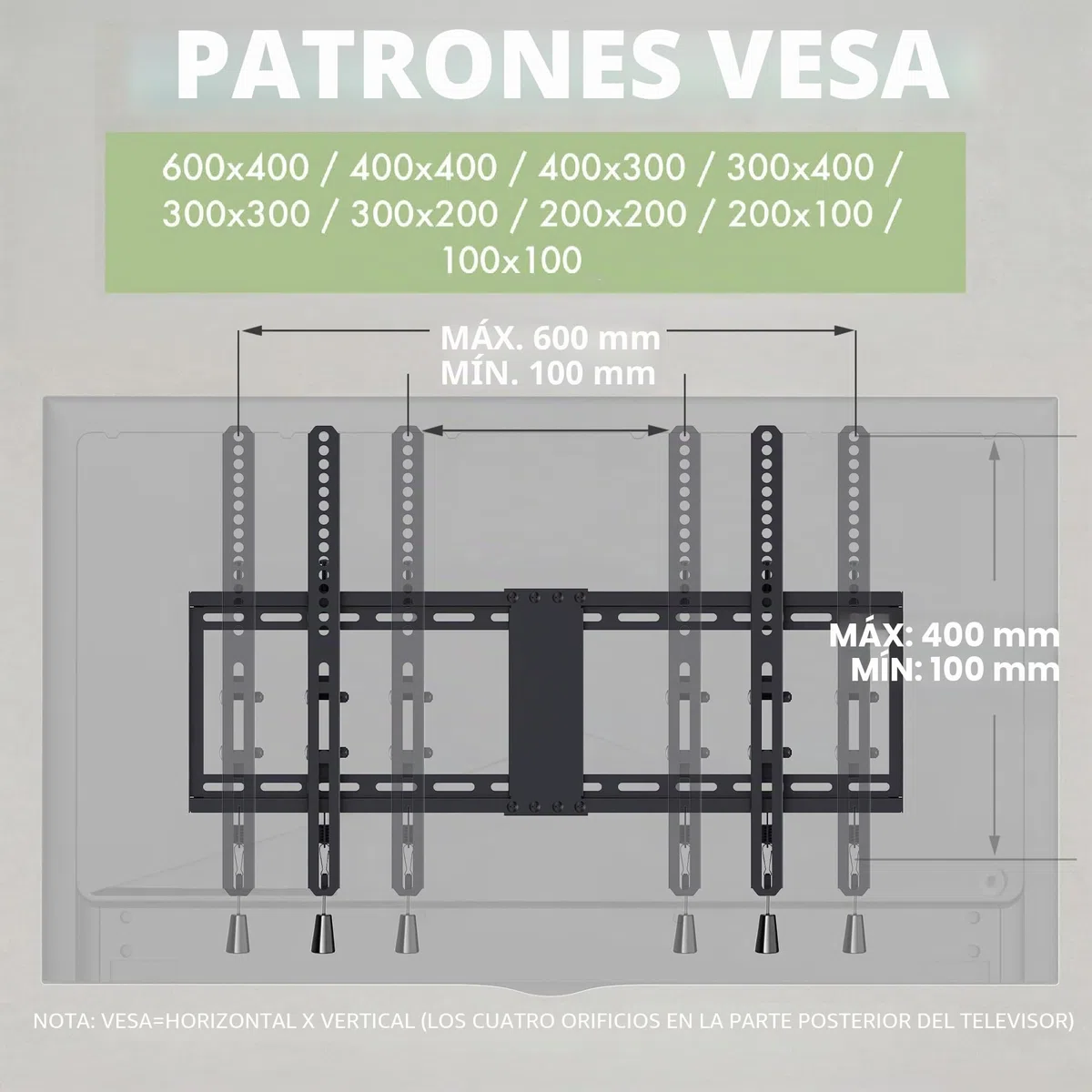 Soporte de Pared para TV de 32"-85" LED/LCD/Plasma TV Extensible Inclinable - Carga Máx. 50 kg - VESA Máx. 600x400mm