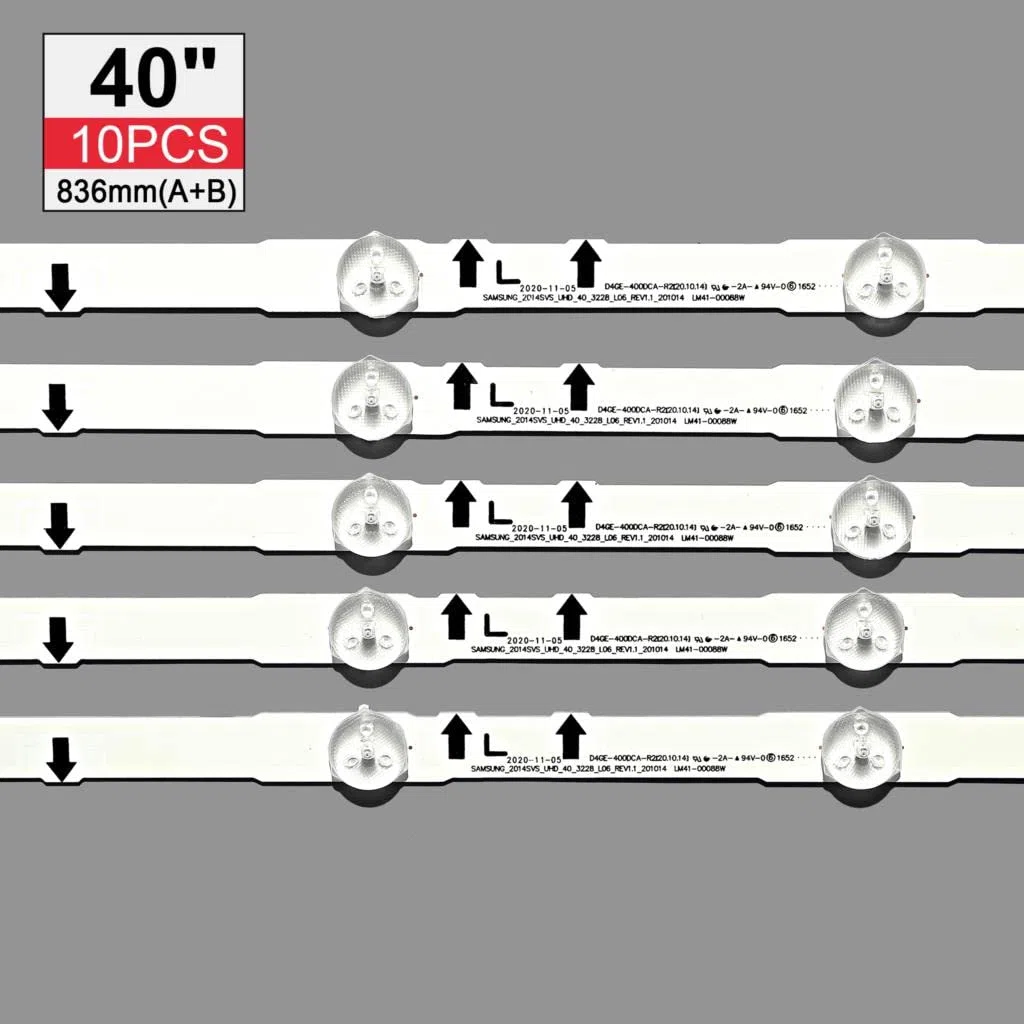 1 Juego = 10 Uds Tira de LED for iluminación Trasera for Samsung UE40H6200 D4GE-400DCA-R2 R1 400DCB-R2 R1 BN96-30450A 30449A BN96-38890A 38889A 30417A
