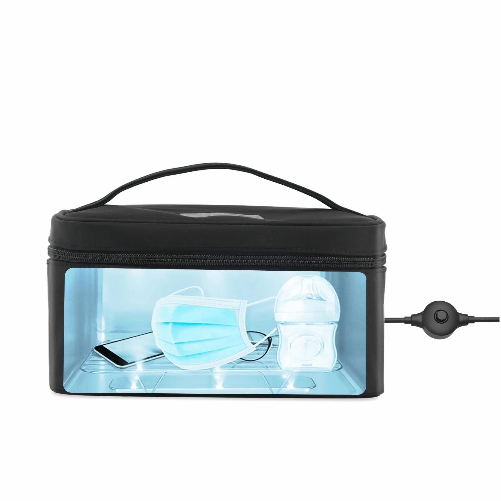 Celly Máquina Esterilizadora Portátil de Rayos UV Universal (Certificaciones), Bolsa Desinfectante con Rayos UV-C para Smartphones y Accesorios, Tablets de hasta 8", Relojes, Mascarillas, Guantes.