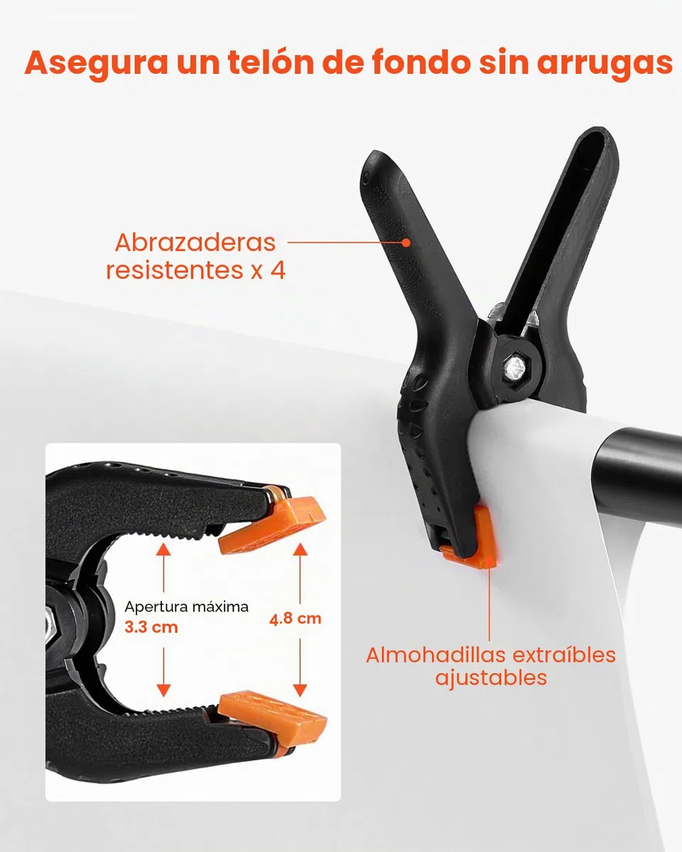 VEVOR Soporte de Fondo Ajustable para Tela de Fondo de hasta 260 x 300 cm, Soporte Portátil de Altura Ajustable de 145-260 cm con 7 Barras Transversales para Hogar, Estudio de Fotografía, Negro