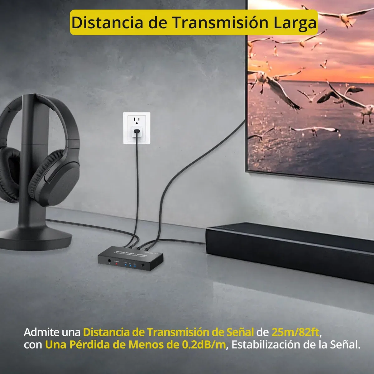 PROZOR Divisor Óptico 3 Entradas 2 Salidas SPDIF Toslink, Conmutador Splitter con Control Remoto IR Divisor de Audio Aleación de Aluminio Compatible con LPCM2.0 DTS Dolby-AC3 para Soundbar Blu-Ray PS4