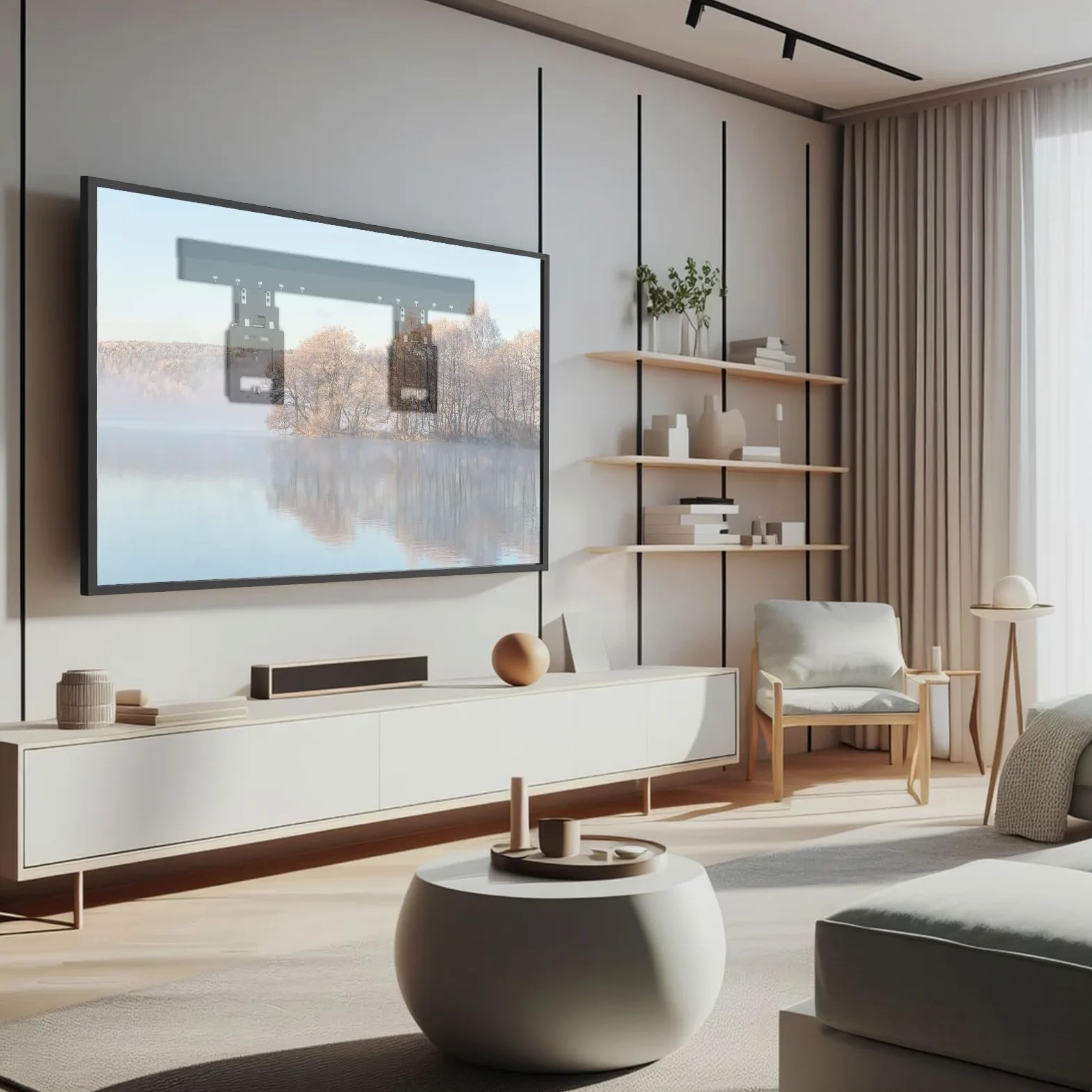 Soporte de Pared Ultrafino para televisores de 37 a 80 Pulgadas, máx. 75 kg, Soporte de TV máx. VESA 600 x 400, compatibilidad Universal, Distancia a la Pared Solo 0,95 cm