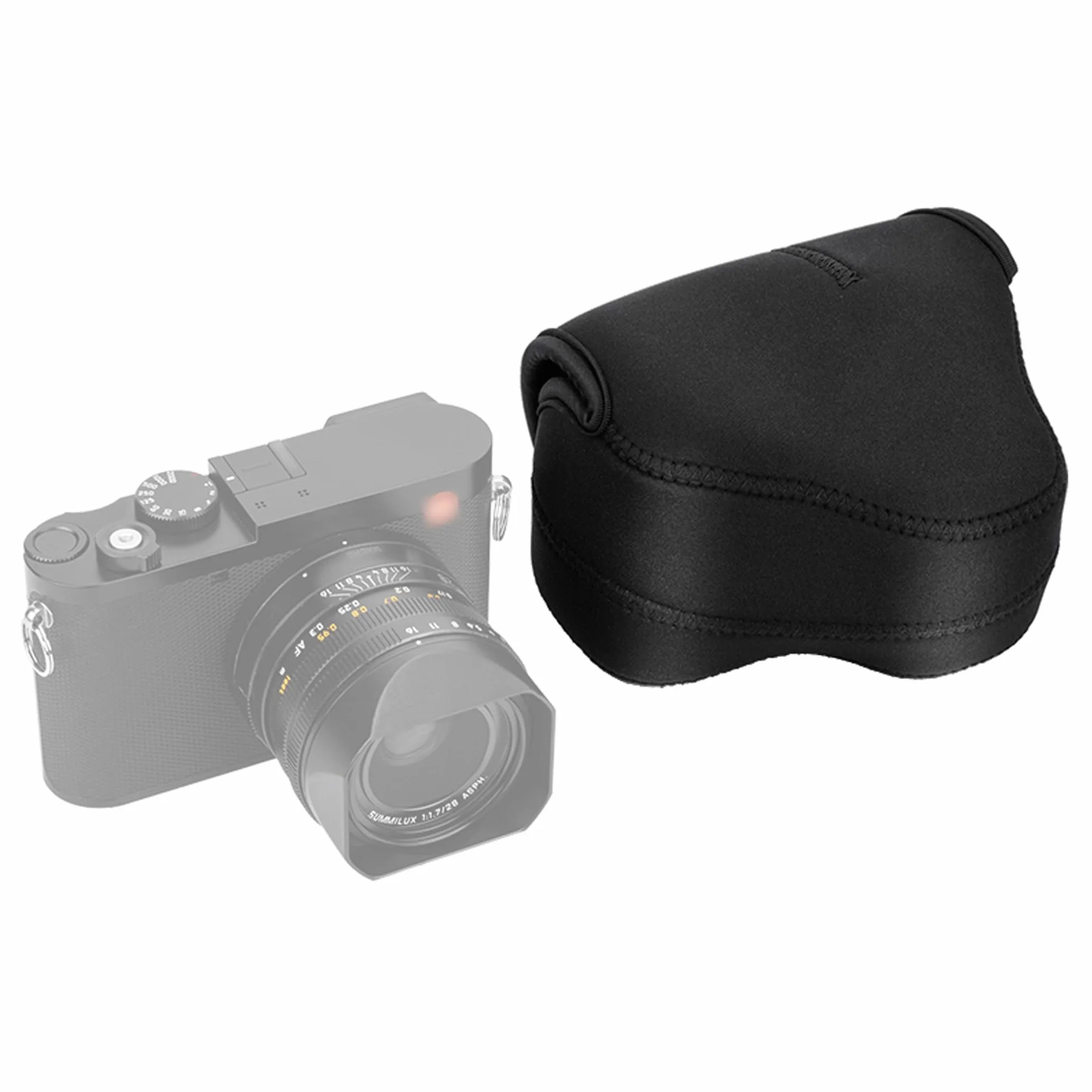 JJC Funda de Neopreno Ultra Ligera para Leica Q3, Q2, Q, Canon EOS R7 & R10 con RF-S 18-45mm f/4.5-6.3 IS STM Lente Apta para Cámaras de hasta 130 x 75 x 100mm (5.1 x 2.9 x 3.9) Negro