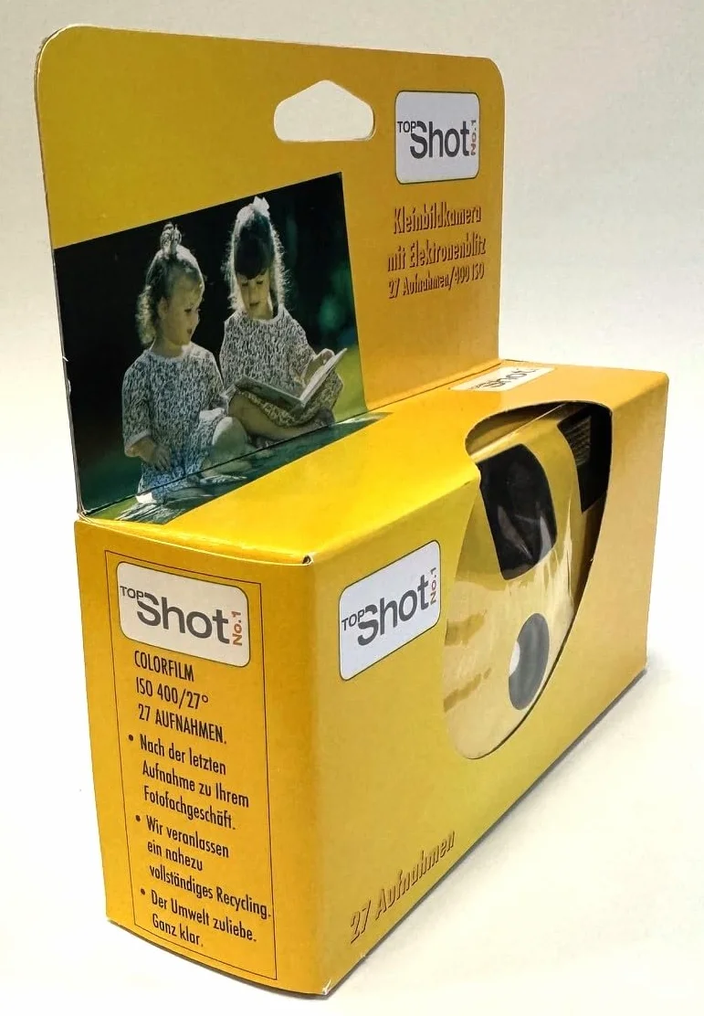 2 x 1A Photo PORST - Cámara desechable (27 disparos, película de 35 mm, automática, flash), color amarillo
