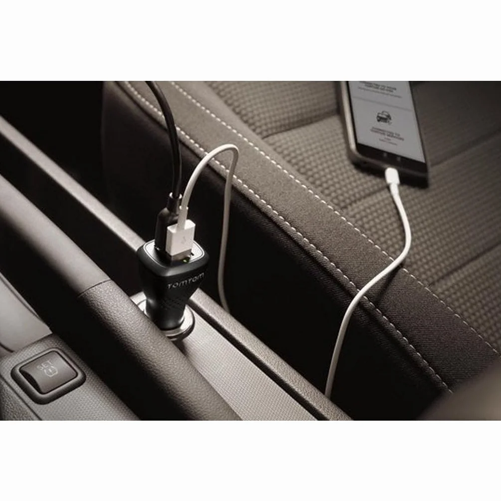 Cargador dual de alta velocidad TomTom, 2.4 A, para todos los GPS TomTom y otros dispositivo que se cargue con USB, smartphones o tablets (ej:Phone, Samsung, etc.)
