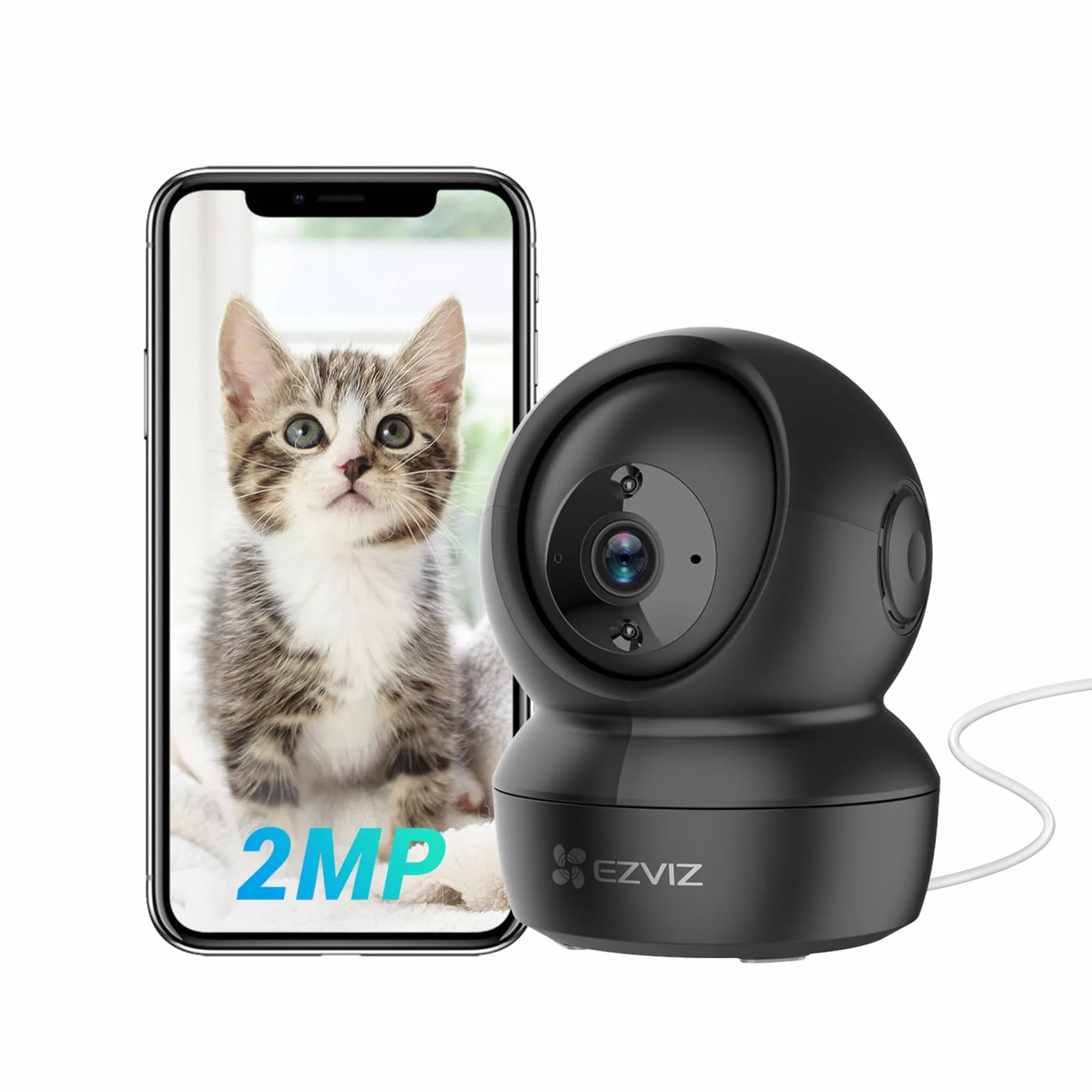 EZVIZ Cámara Vigilancia WiFi Interior 360º, 1080P Camara Vigilancia Bebe/Mascotas, Visión Nocturna, Audio Bidireccional, Detección de Movimiento, Control Remoto, Compatible con Alexa, C6N Negro
