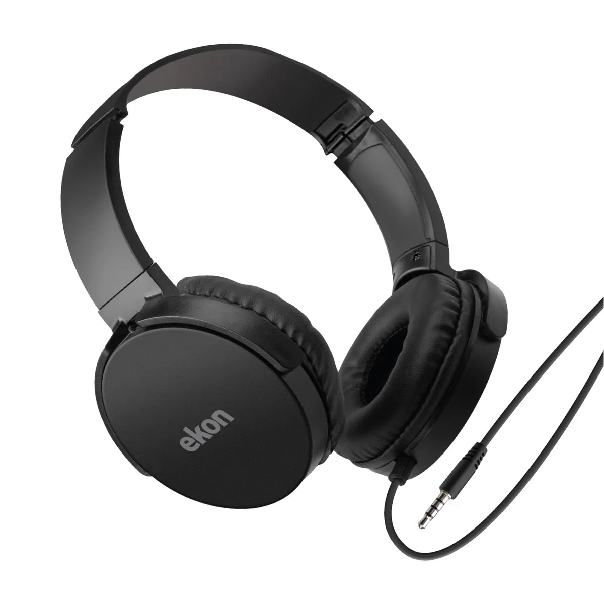 Ekon Auriculares in-Ear con Cable para TV, AUX Jack 3,5 mm, Cable de 5 Metros, Almohadillas Ajustables, Color Negro