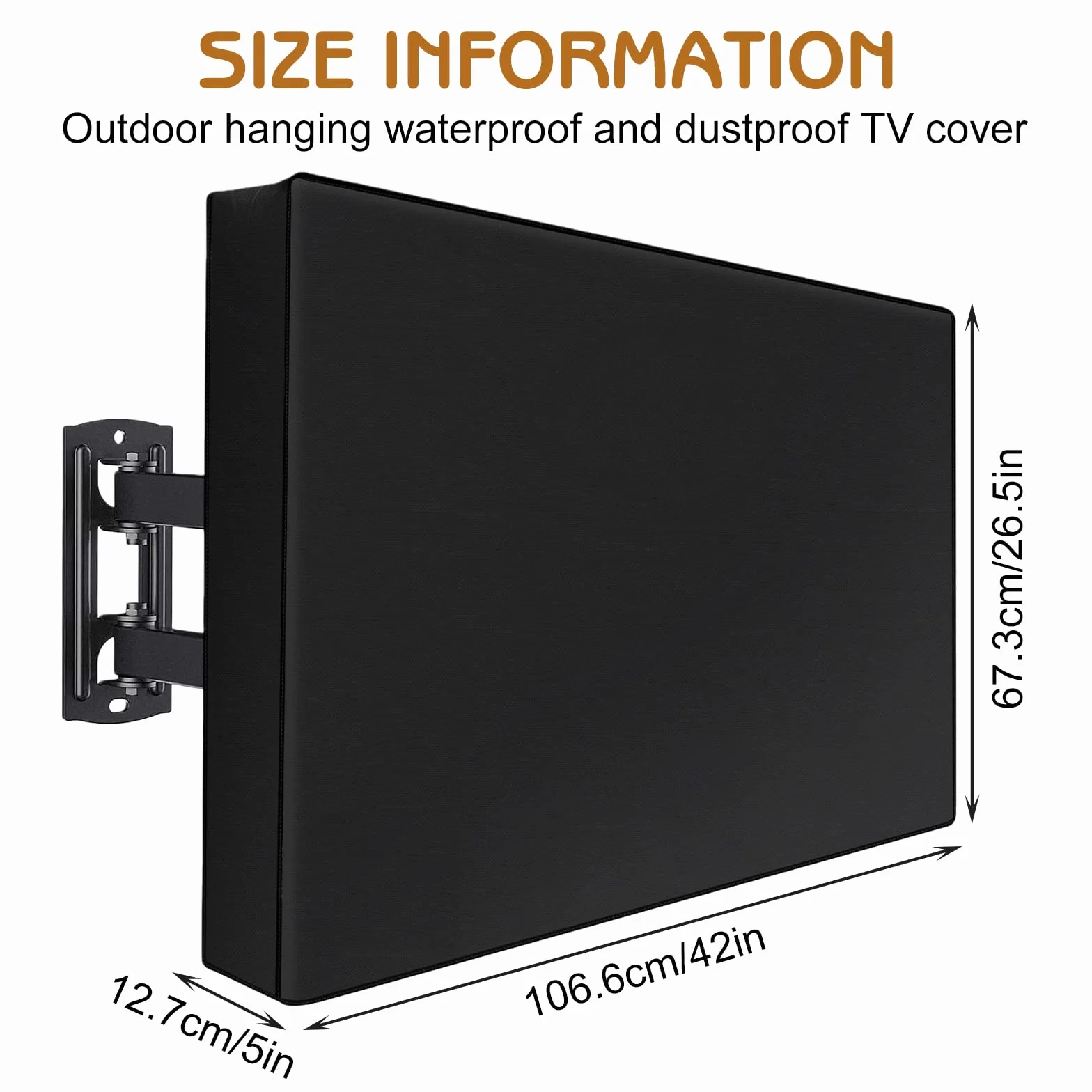 Funda para TV de 40 a 42 pulgadas, tela Oxford 600D con revestimiento de poliuretano, cubierta impermeable, resistente al polvo y a la intemperie, adecuada con soportes estándar