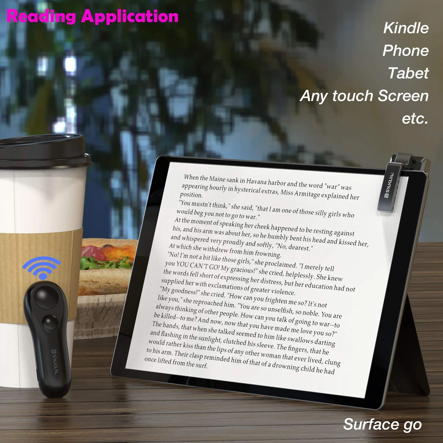 SK SYUKUYU Page Turner para Kindle eReaders Accesorios, RF Control de Página Remoto Clicker para iPad Tablets Lectura Novelas Comics, Cámara Remota y Botón de Video(Negro)