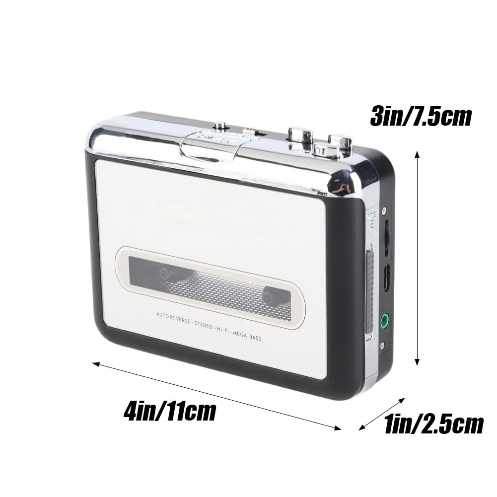 Tiiyee Cassette Reproductor Grabador, Convertidor de Cinta A Mp3 Casetes Portátil Música Audio Casete Walkman USB Cintas con Auriculares para Computadora Enchufe Hembra 3,5 MM Miniestéreo Stereo