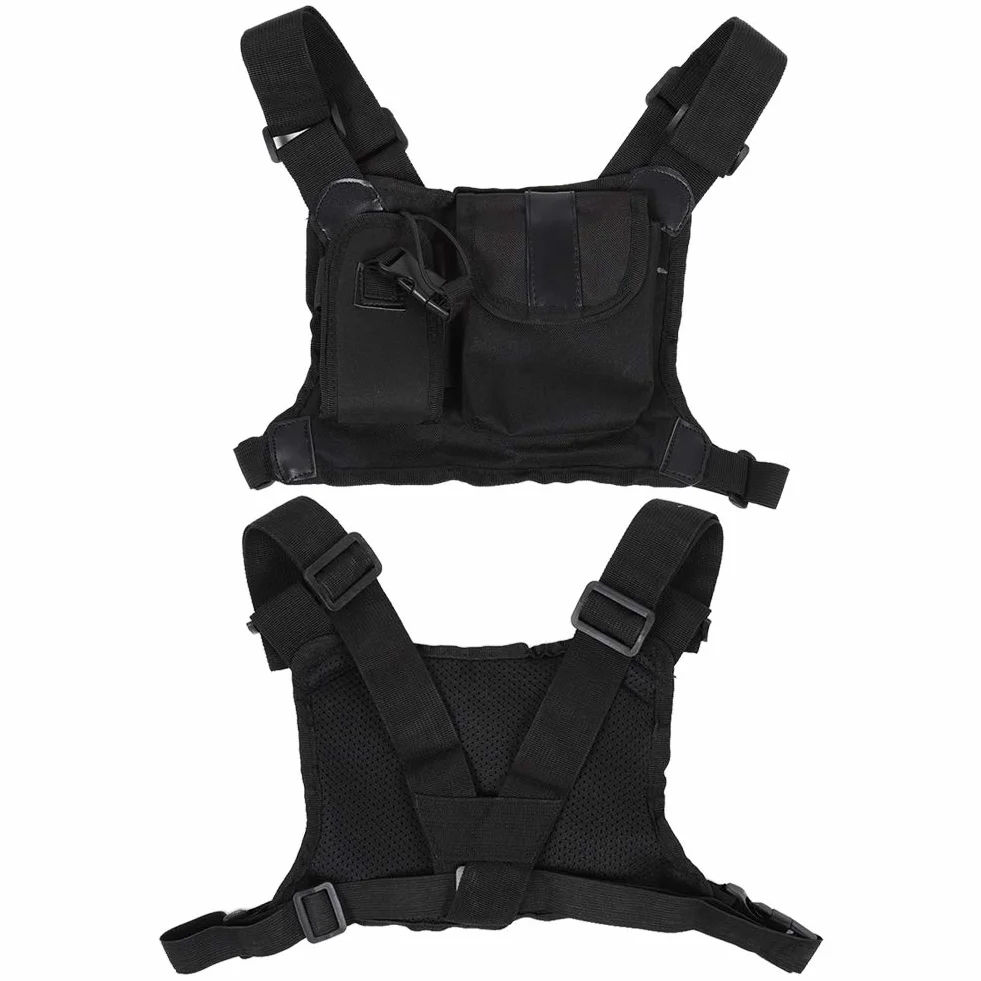 ASHATA Soporte de Bolsa multifunción para Radio de Dos vías Paquete Frontal Estuche de Transporte Bolsa de Pecho para Walkie Talkie Radio