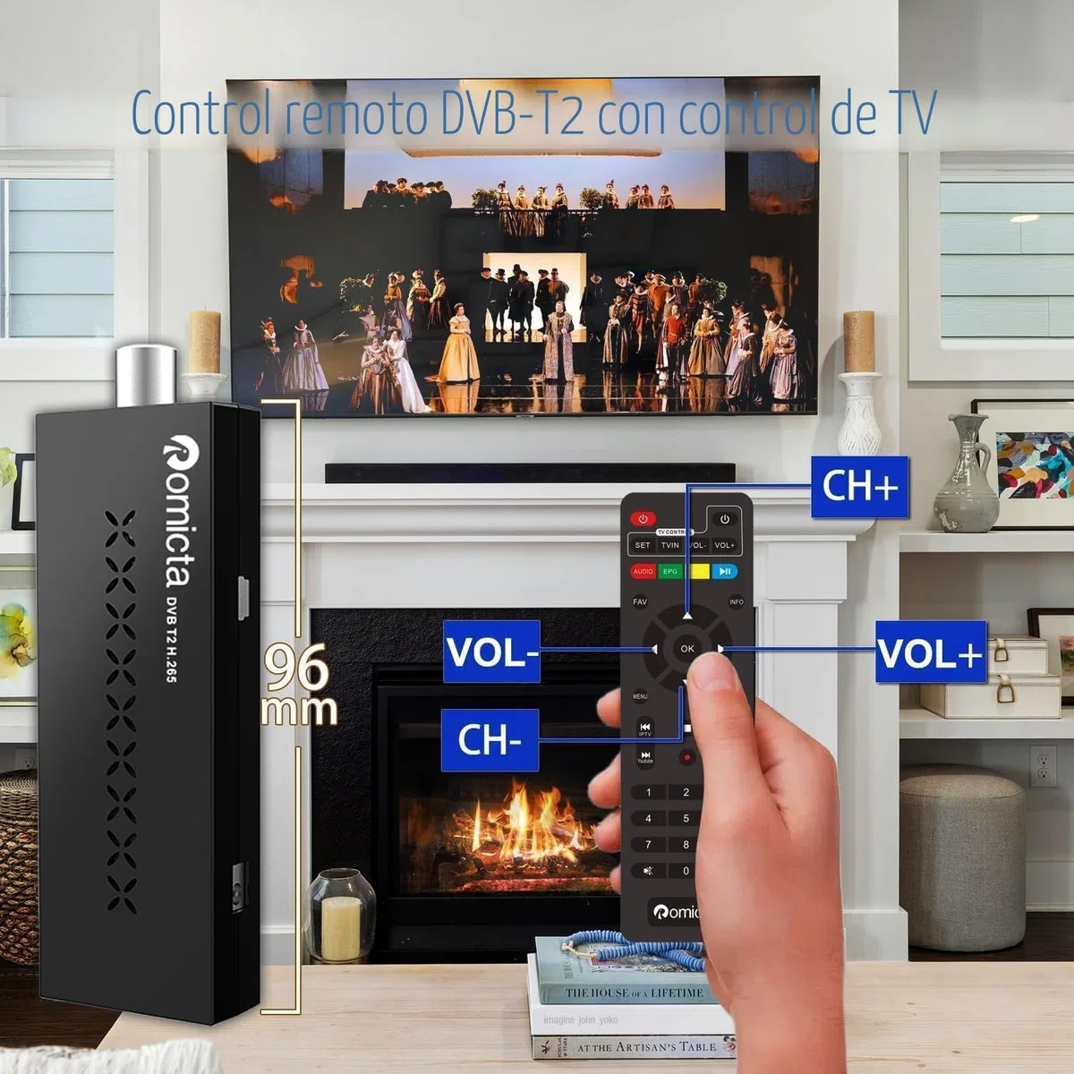 Romicta Decodificador TDT HD 2025 - TDT para TV Antigua,Sintonizador DVB-T2/C H.265 HEVC, Full HD 1080p, USB PVR, HDMI, WiFi USB, Youtube, LCN, Control Remoto Universal 2 en 1.