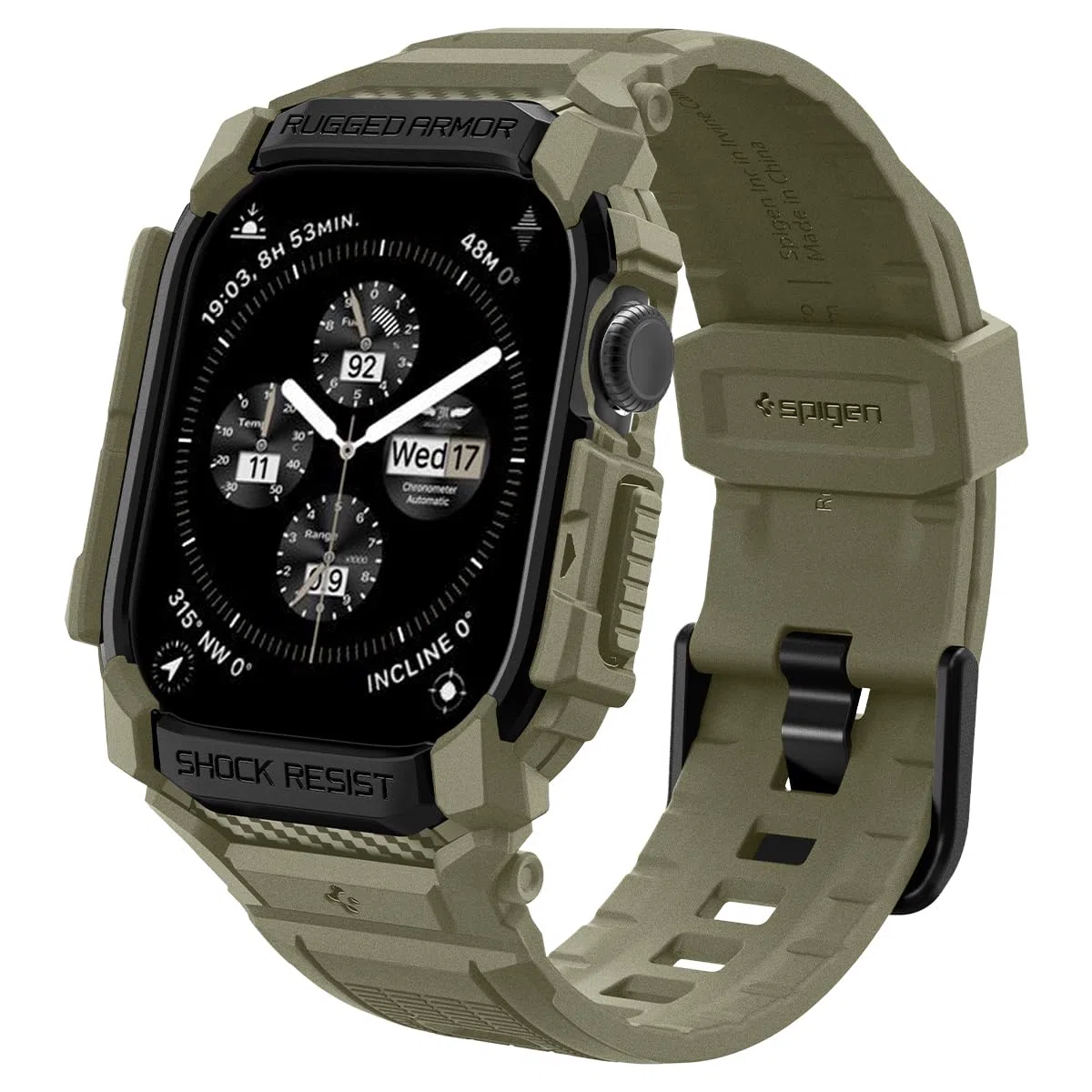 Spigen Rugged Armor Pro Funda con correa de TPU Compatible con Apple Watch Serie 11/10 46mm (2025/2024)