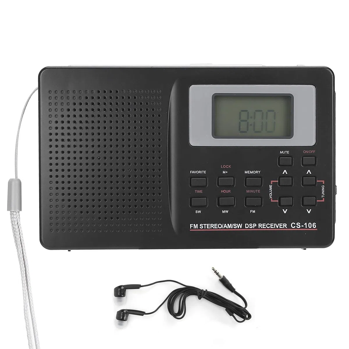 Sxhlseller CS-106 Radio de Banda Completa de Alta sensibilidad, Radio portátil con Receptor de Radio para Auriculares Am/FM/SW/MW/LW/TV Radio con Sonido estéreo para Cocina Que acampa al Aire Libre