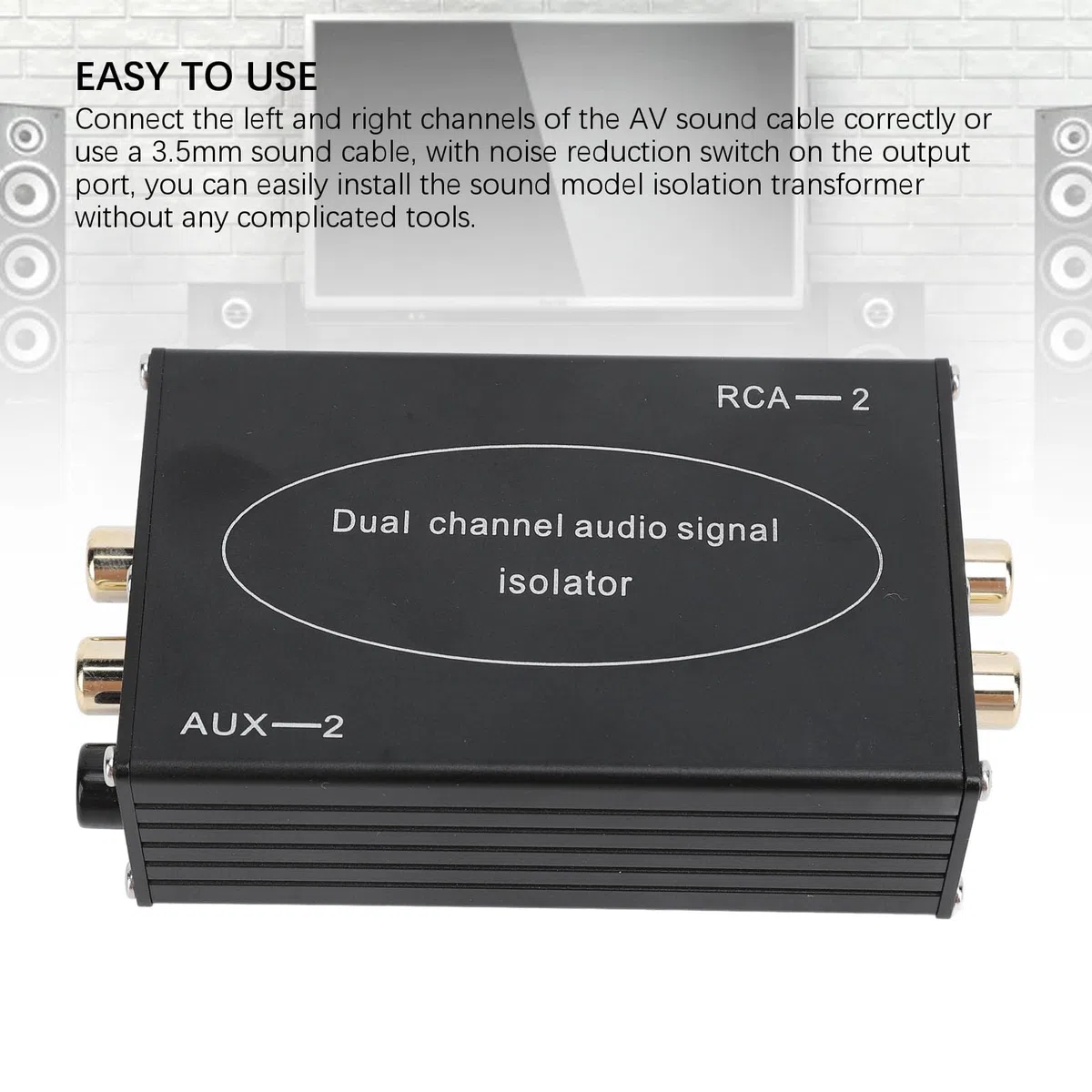 Aislador de Bucle de Tierra de Audio Dual R CA, Aislador de Señal de Audio de Doble Canal con Estéreo de 3,5 Mm y Conector de Sonido AV para Altavoz de Coche, Altavoz Doméstico