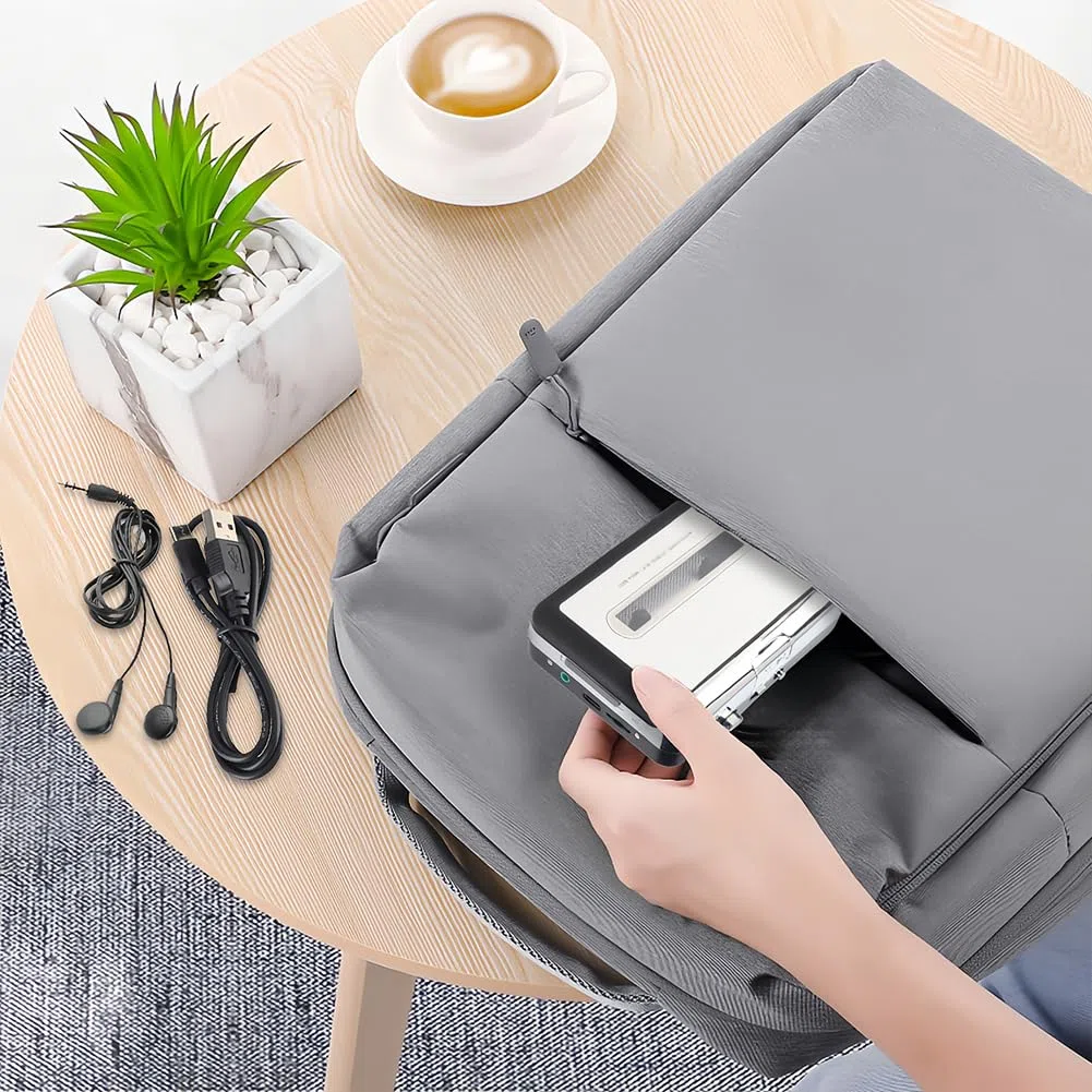 Tiiyee Cassette Reproductor Grabador, Convertidor de Cinta A Mp3 Casetes Portátil Música Audio Casete Walkman USB Cintas con Auriculares para Computadora Enchufe Hembra 3,5 MM Miniestéreo Stereo