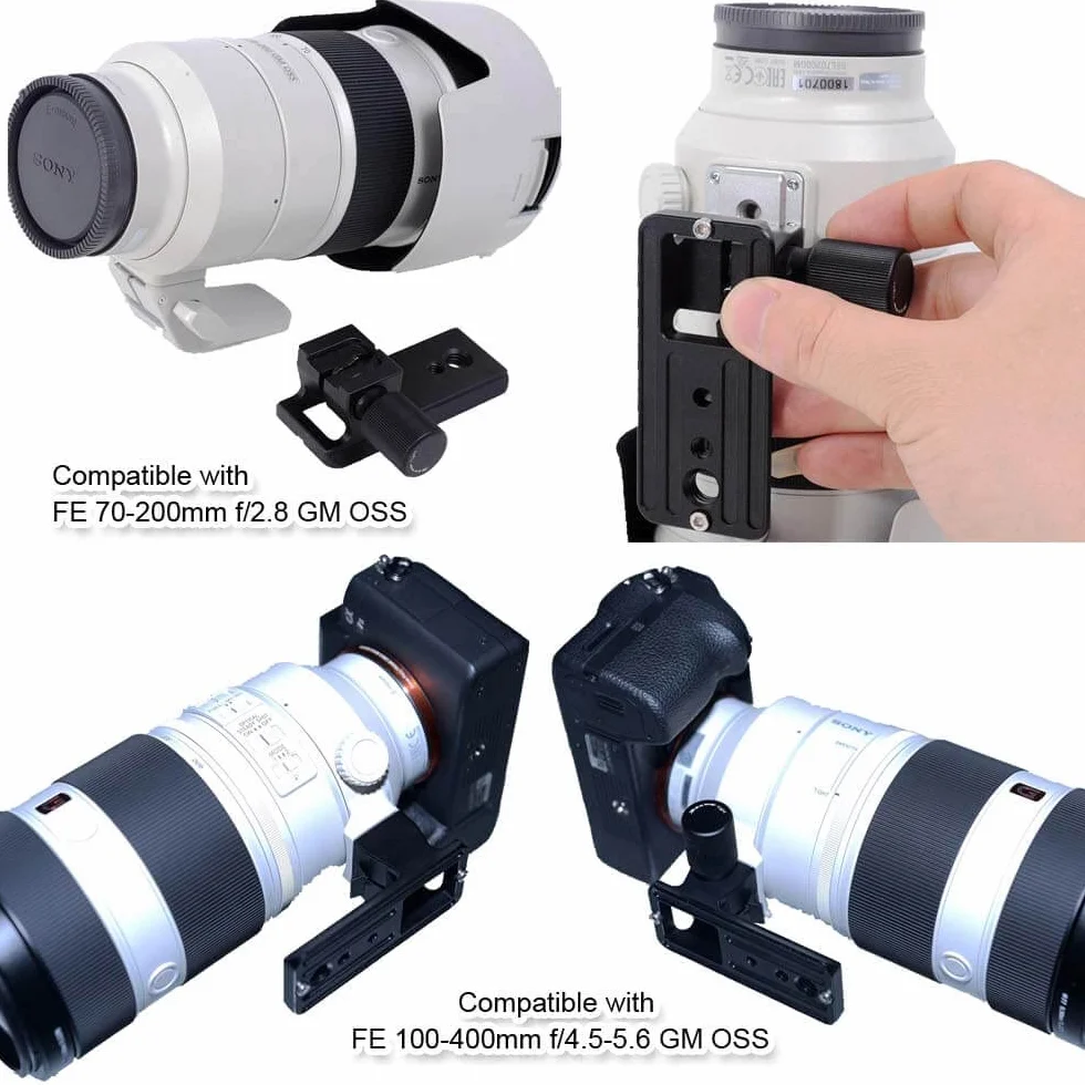 iShoot Base Anillo de Montaje en Trípode Pie Collar Objetivo Compatible con Sony FE 100-400mm f/4.5-5.6 GM OSS, 70-200mm f/2.8 GM OSS & II, 18-110mm f/4 G OSS PZ, Soporte Lente Placa Liberación Rápida