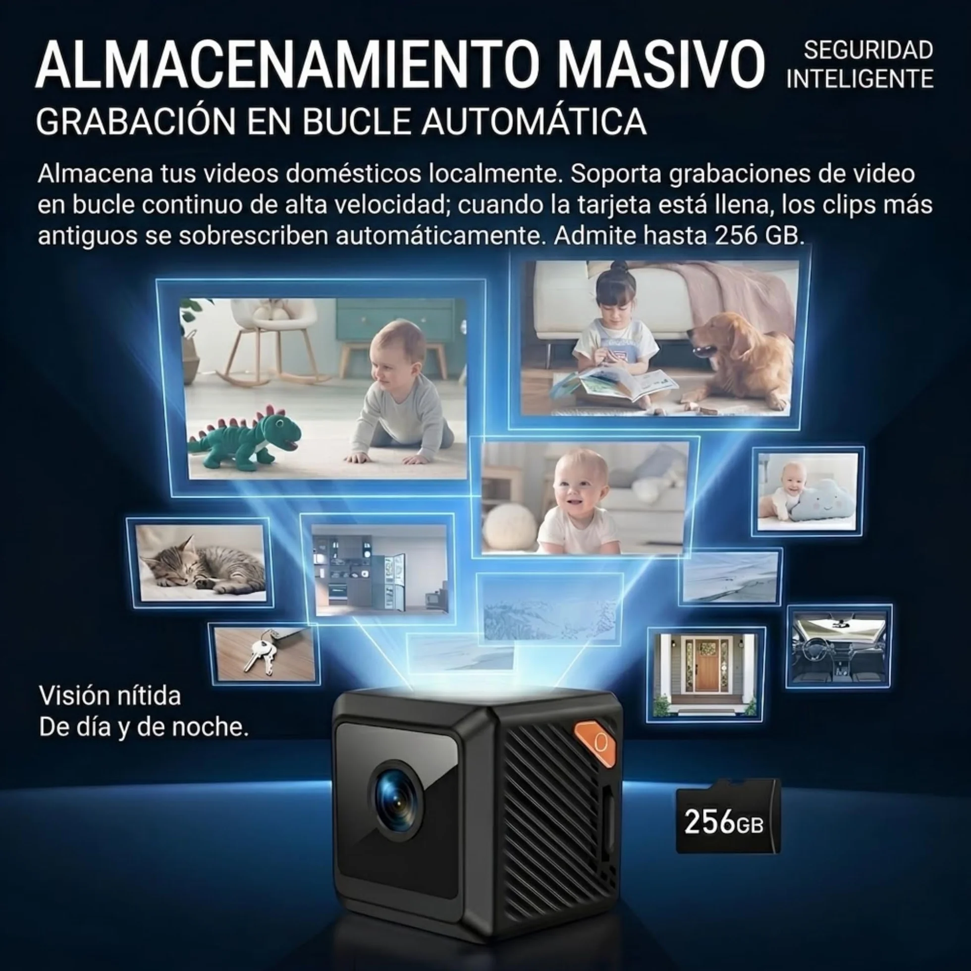 ONESENSE Mini Cámara WiFi con Grabación HD, Batería de Larga Duración, Detección de Movimiento, Cámara de Seguridad WiFi para Interior, Mini Cámara Inalámbrica para Hogar y Oficina