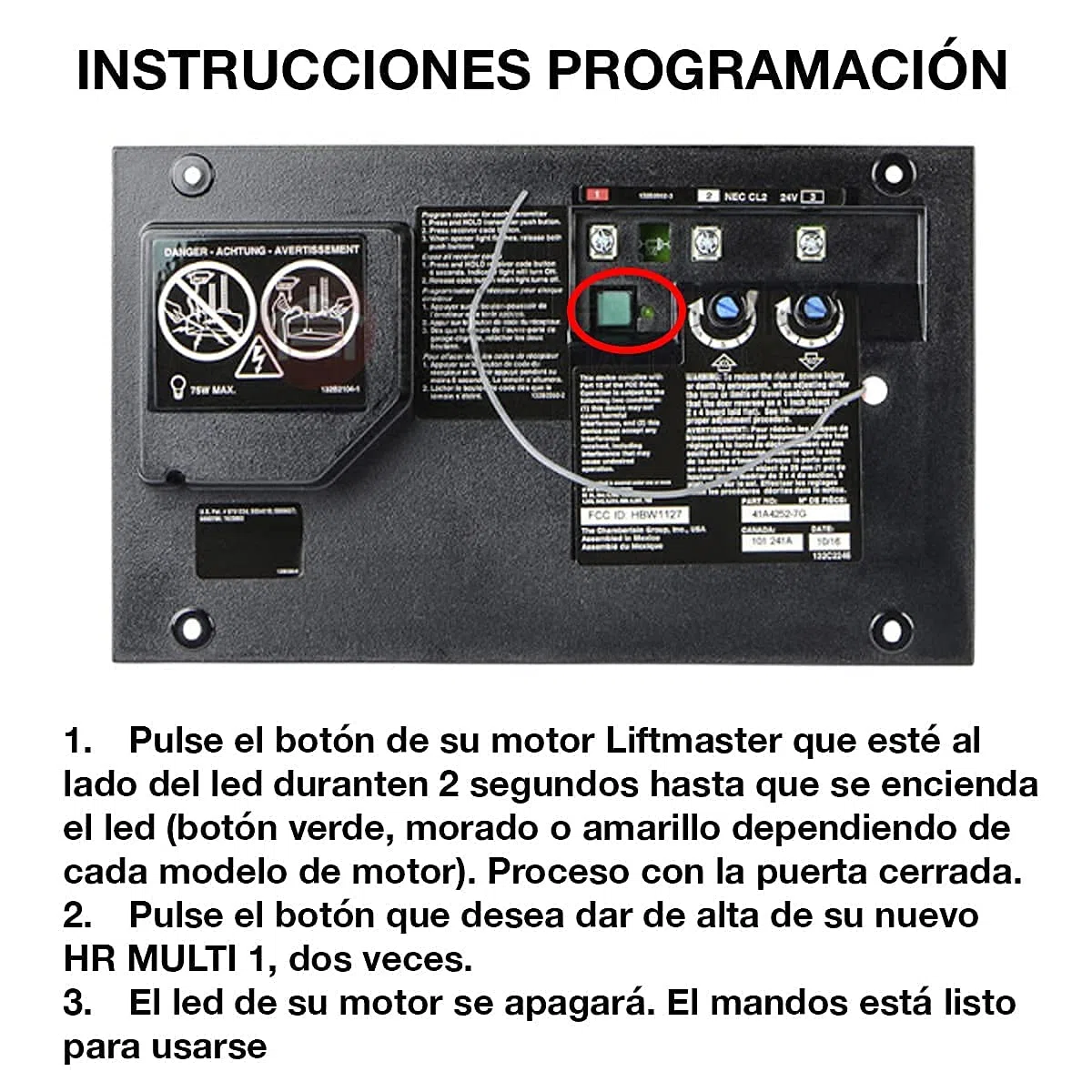 Mando de Garaje HR Multi 2 Compatible con LIFTMASTER 94335E
