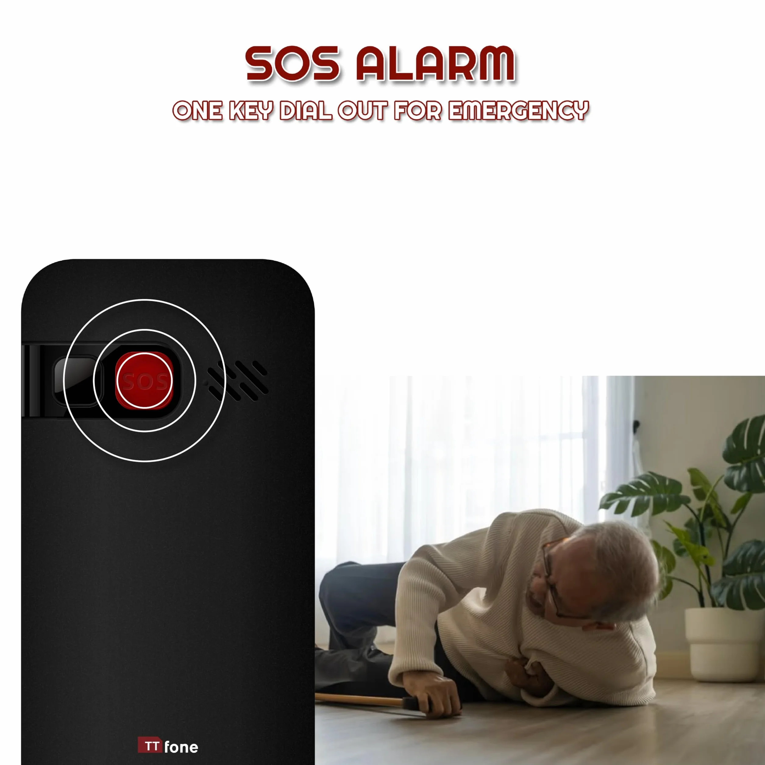 TTfone TT190 Teléfono móvil de Emergencia Desbloqueado básico para Personas Mayores con botón Grande - El teléfono Simple más Barato
