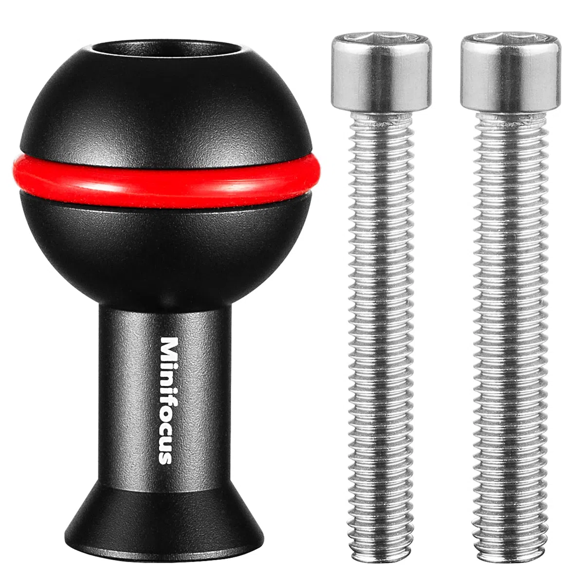 MINIFOCUS Adaptador de bola de 1" con rosca M6 y 1/4", aleación de aluminio, adaptador de montaje de cabeza de bola fija para cámara de acción y videocámara, compatible con soporte de bandeja