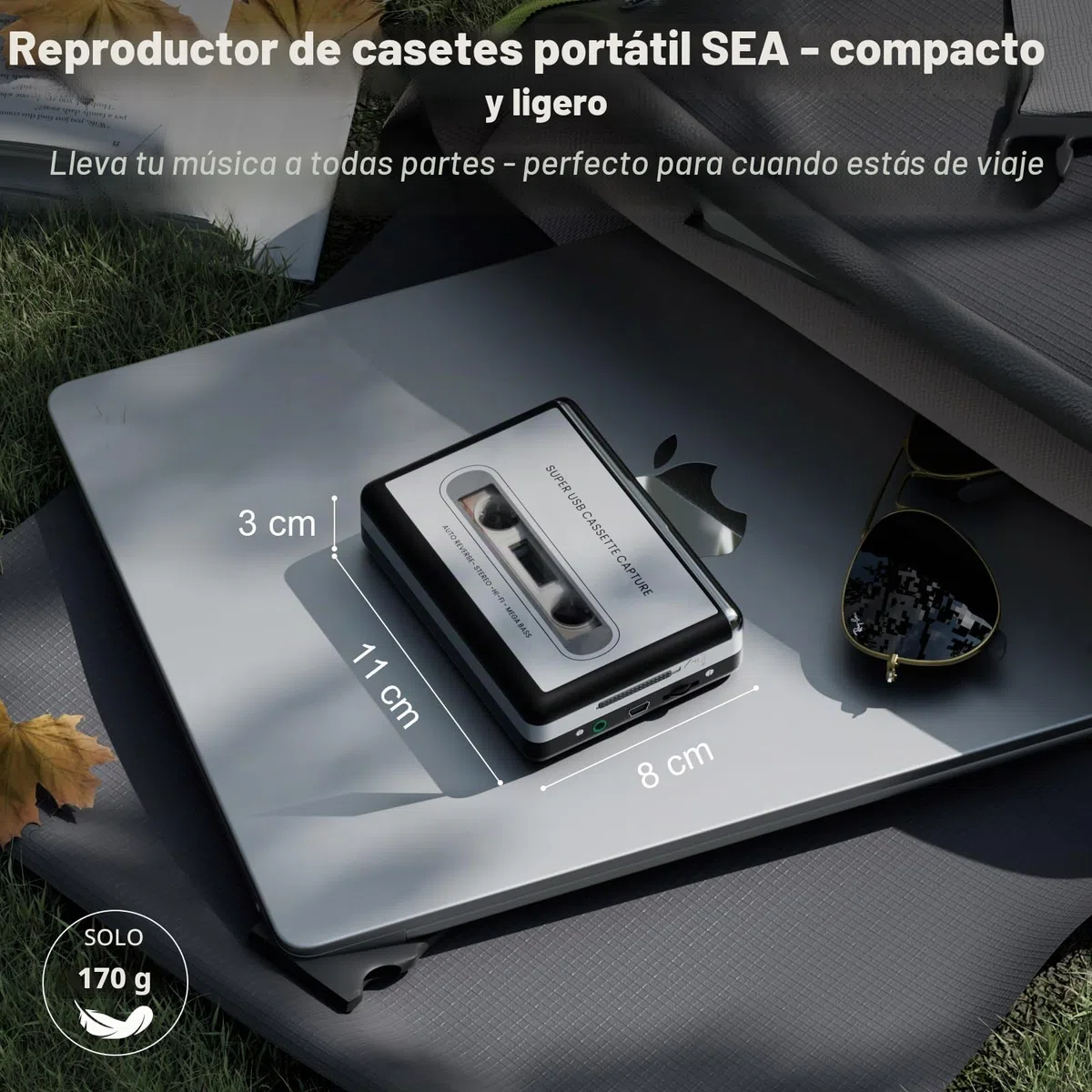 Reshow Grabadora de casete portátil que graba archivos de audio MP3 a través de USB – Convierte cartuchos para iPod – Compatible con ordenadores portátiles y ordenadores de formato plateado