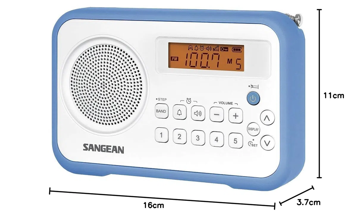 Sangean PR-D 18 - Radio Portátil, Blanco/Azul