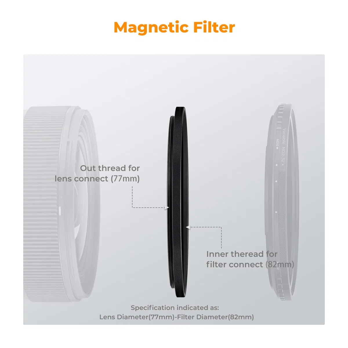 K&F CONCEPT Step Up Anillo Adaptador Magnético para Filtros 67mm-77mm (Solo Compatible con filtros magnéticos de K&F CONCEPT)