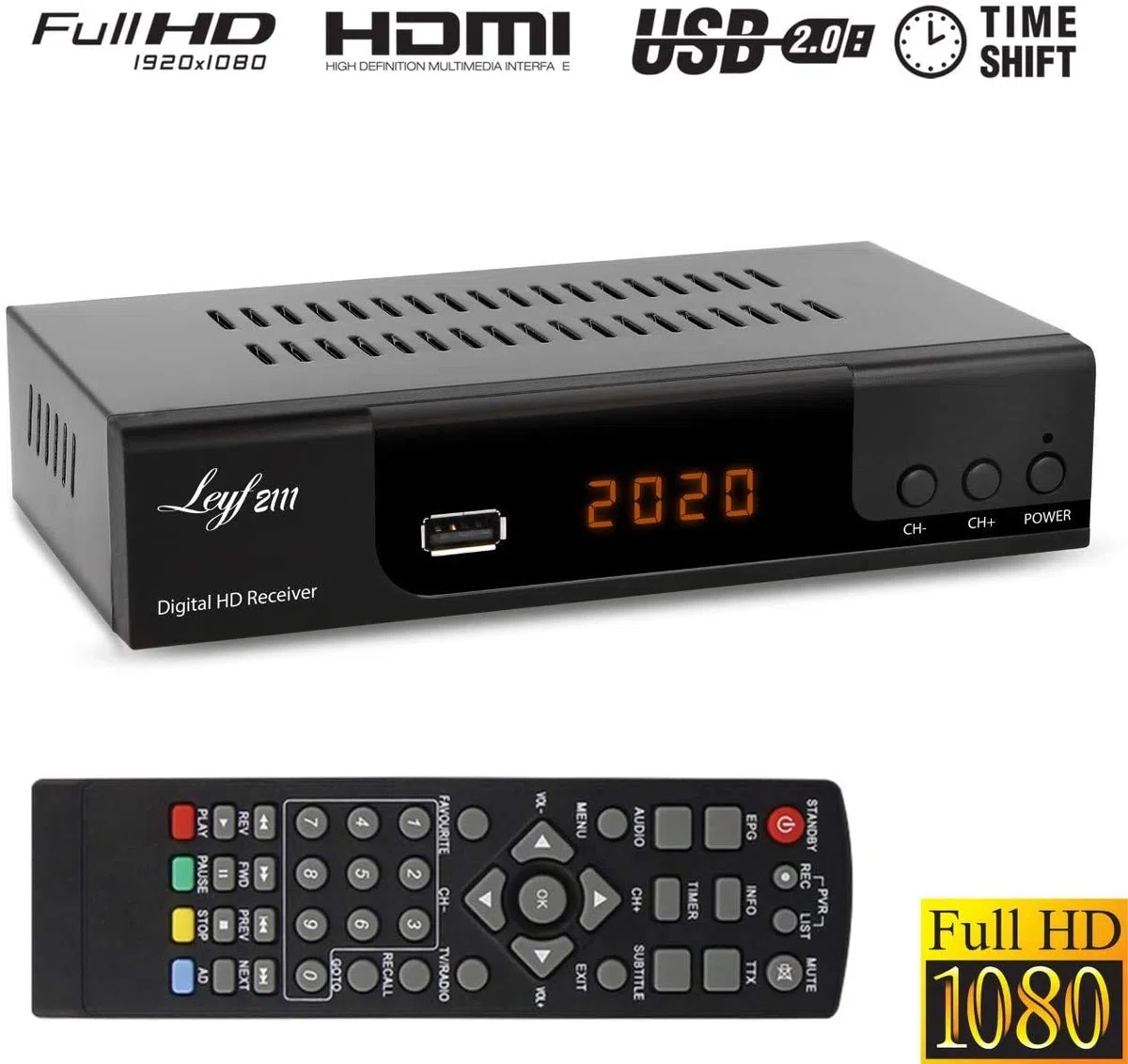 hd-line LEYF2111C - Receptor de Cable para televisión Digital por Cable (HDTV, DVB-C / C2, DVB-T/T2, HDMI, SCART, USB 2.0) y Cable HDMI (Receptor), LEYF2111C