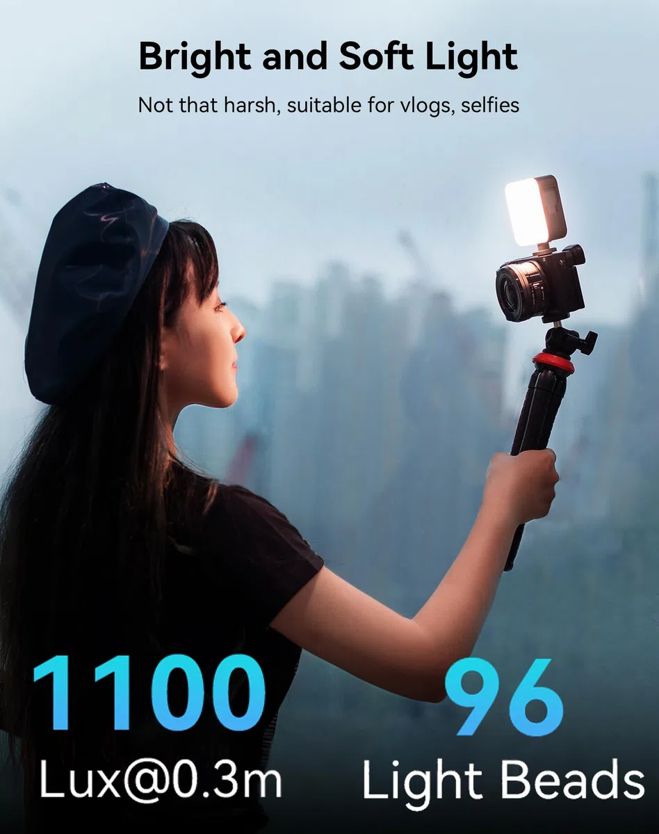 SMALLRIG P96 Luz de Video LED, Luces LED Portátiles para Cámaras, 96 Perlas LED para Iluminación de Video y Fotografía, Panel Recargable 2200mAh CRI95+ 2700-6500K - 3286BC