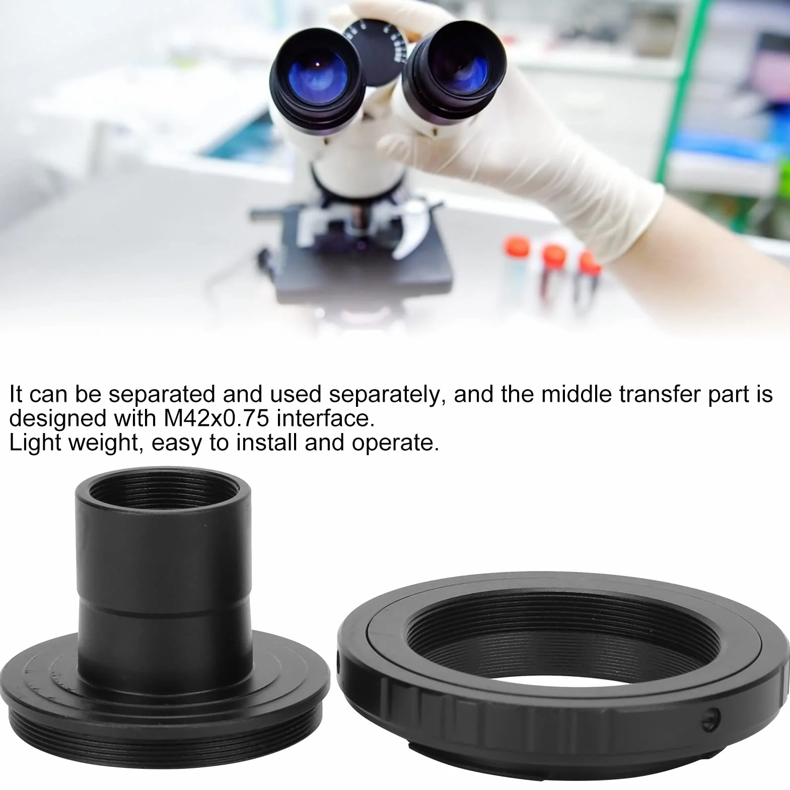 Goshyda Anillo Adaptador de microscopio, Tubo de extensión de Montaje en T para microscopio de 23,2 mm Anillo Adaptador de Montaje T2 para F, cámara de Montaje