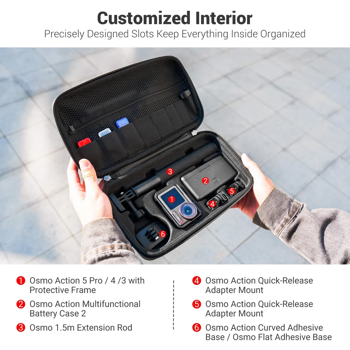 JJC Funda de Carcasa Dura Osmo Action 5 Pro con Correa para el Hombro