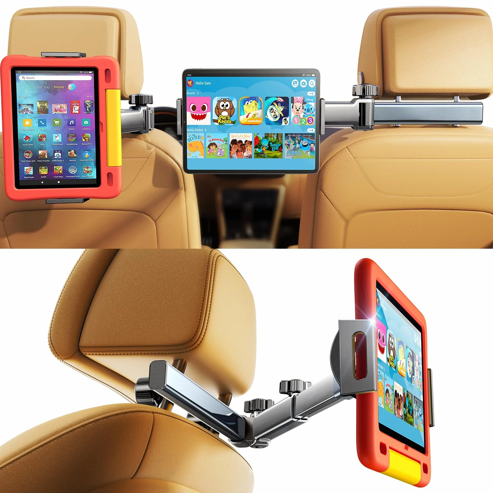 LISEN Soporte para iPad Tablet Centro de coche, soporte universal para teléfono móvil, organizador de coche, accesorios para el interior del coche, extensible, accesorios de viaje para iPad Air