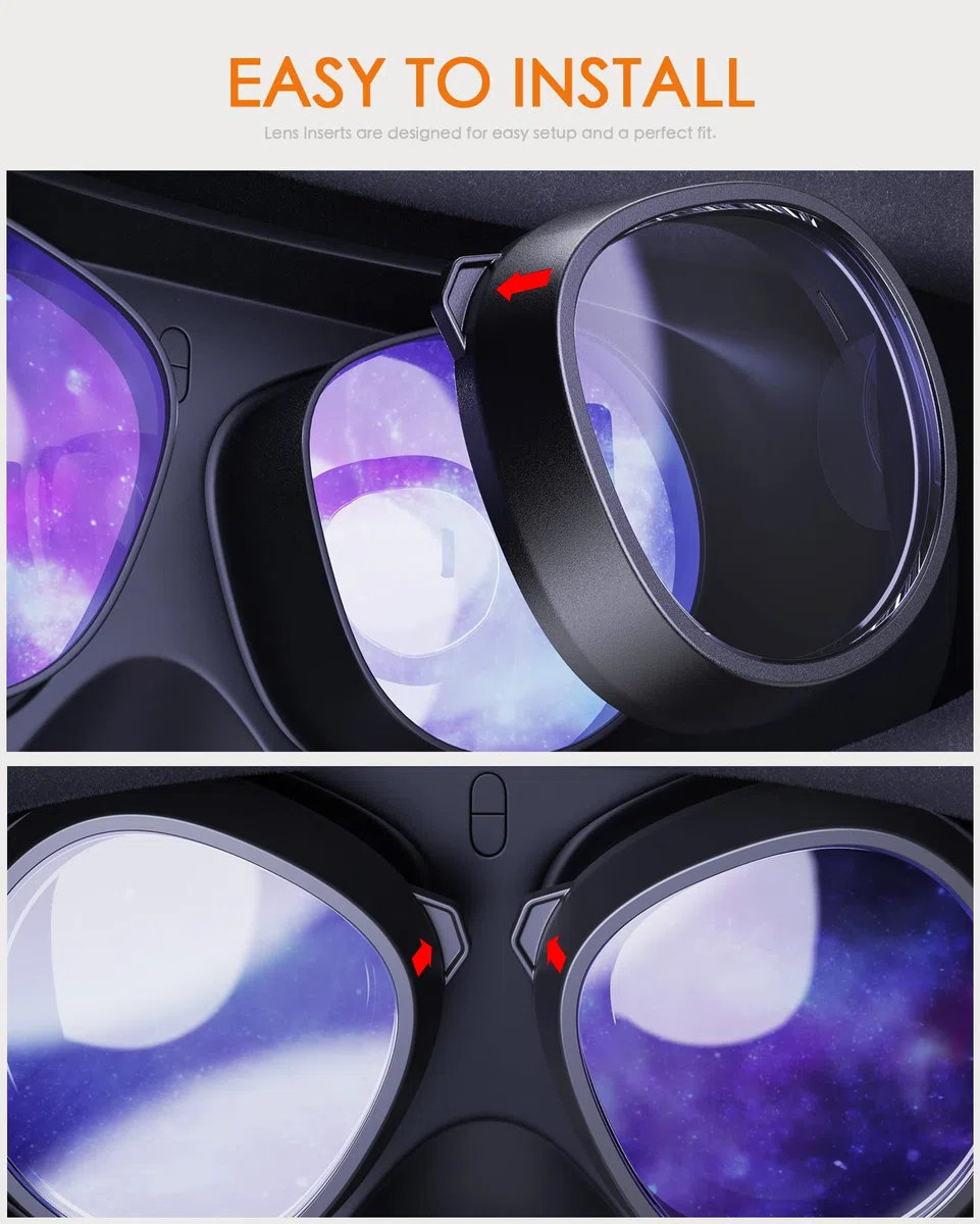 Lens Insert Compatible con Meta/Oculus Quest 2, Stouchi VR Glasses Compatible con Meta Quest 2, Cristal Clear Fácil de Instalar (Una Lente,SP.H:-5.00)