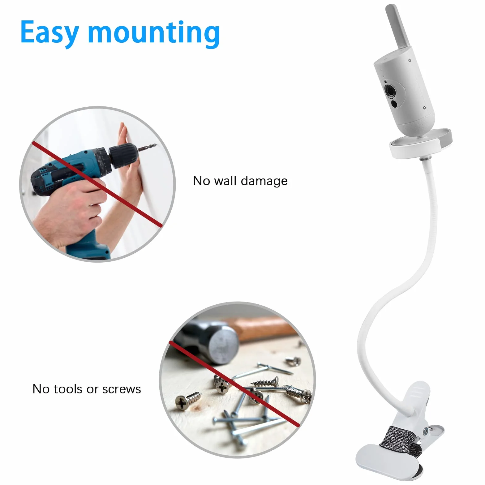 BECEMURU Soporte para monitor Philips Avent Connected SCD951/26 SCD973/26 SCD923/26 SCD923/26, soporte flexible con clip para monitores Philips Avent Connected