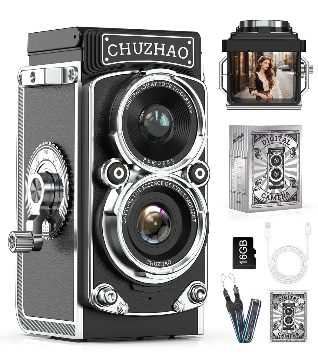 Mini cámara Digital Retro, 1080P FHD Video Mini cámara de Fotos pequeña portátil 12MP Enfoque automático con Tarjeta de 16G para Principiantes, Adolescentes y Adultos