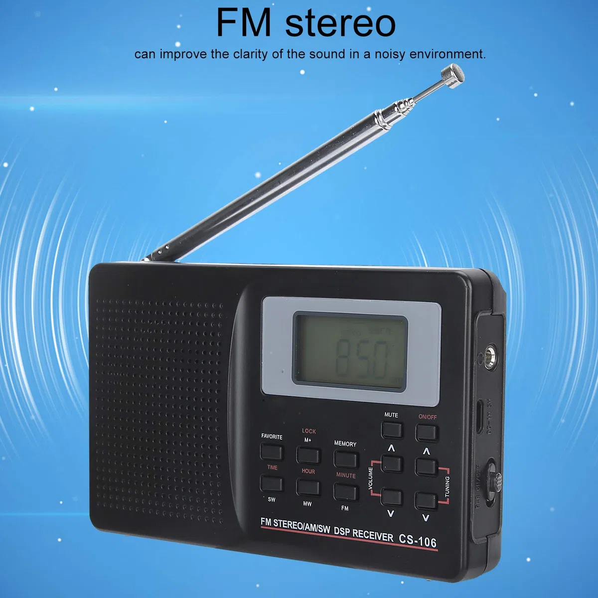 Sxhlseller CS-106 Radio de Banda Completa de Alta sensibilidad, Radio portátil con Receptor de Radio para Auriculares Am/FM/SW/MW/LW/TV Radio con Sonido estéreo para Cocina Que acampa al Aire Libre