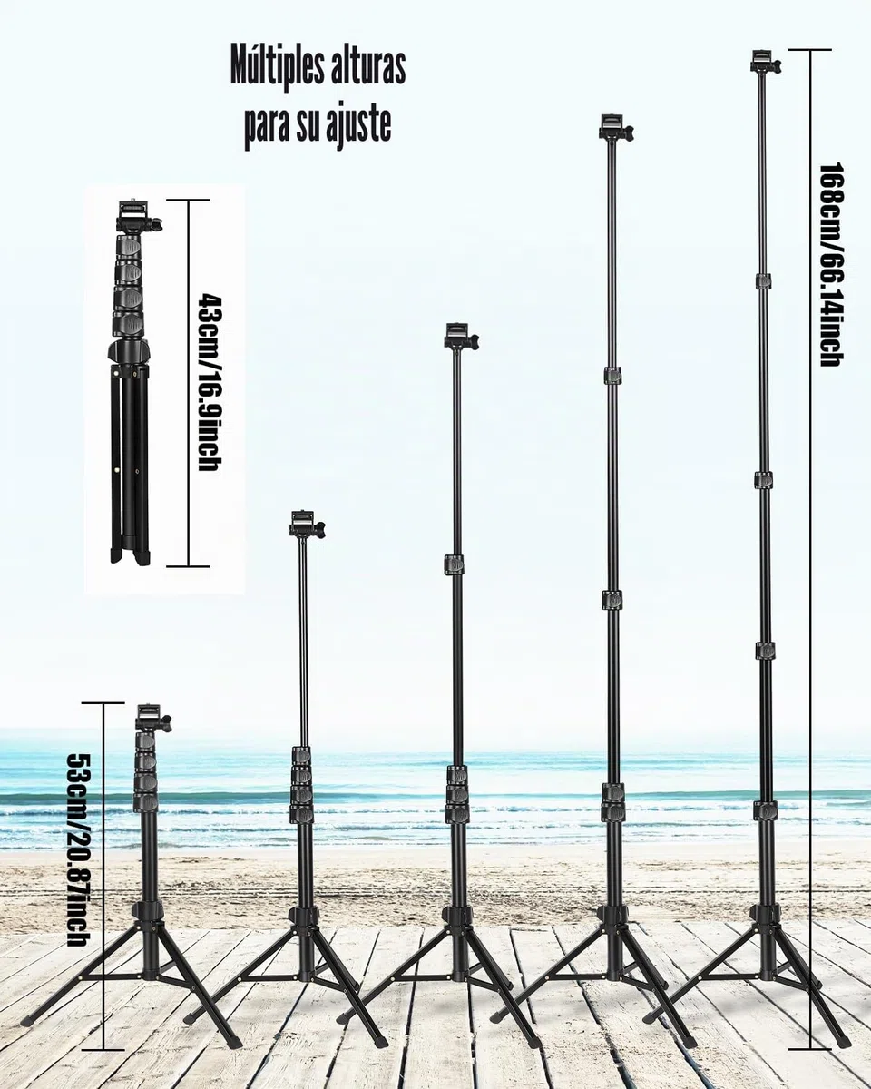 CAMBOFOTO 168CM Trípode para Móvil, se Puede Usar como Selfie Stick, Trípode Móvil Compatible con la Mayoría de Los Teléfonos Inteligentes,with Phone Clip