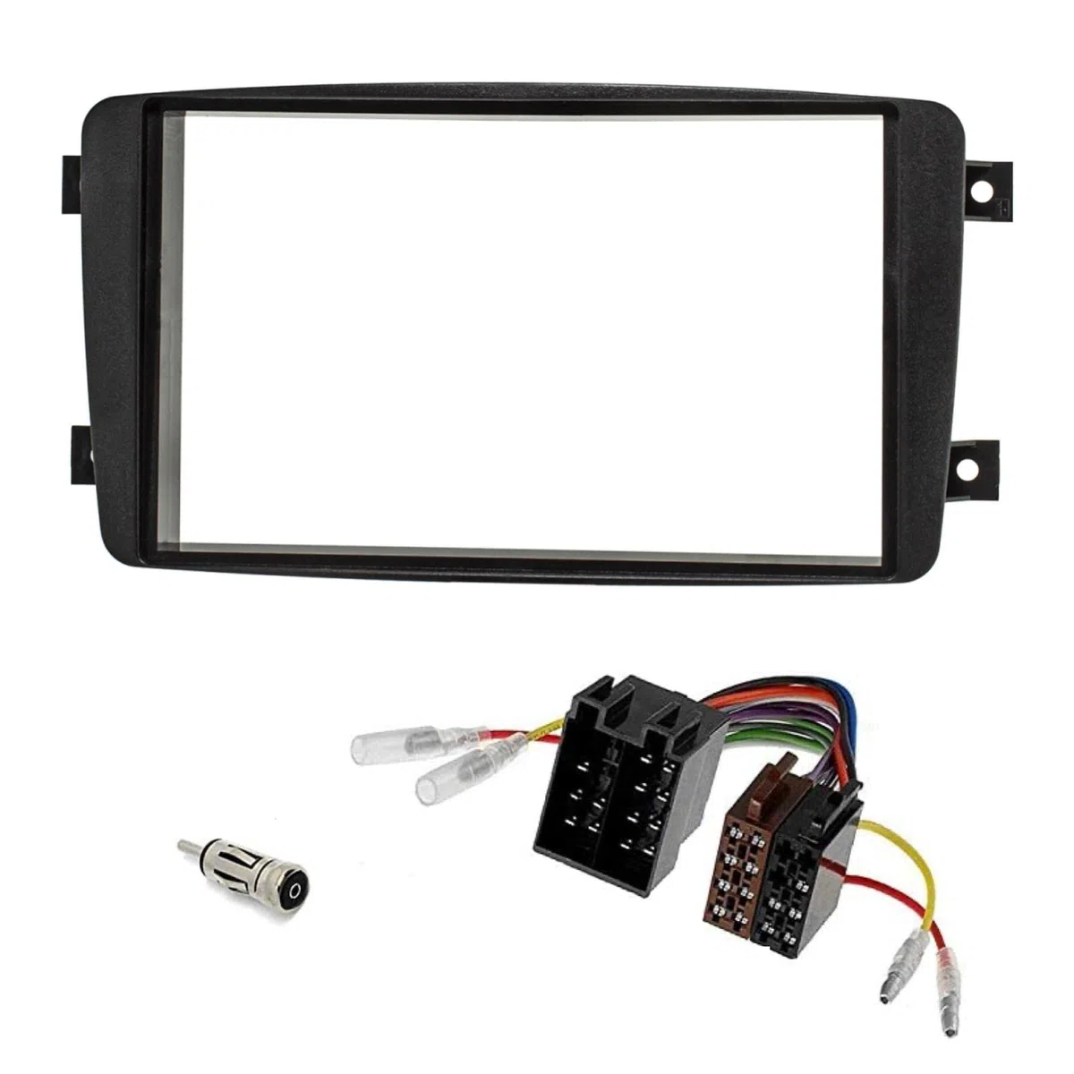 sound-way Kit Montaje Autoradio, Marco 2 DIN Radio para Coche, Cable Adaptador Conector ISO, Adaptador Antena, Compatible con Mercedes Clase C, CLK, Viano, Vito