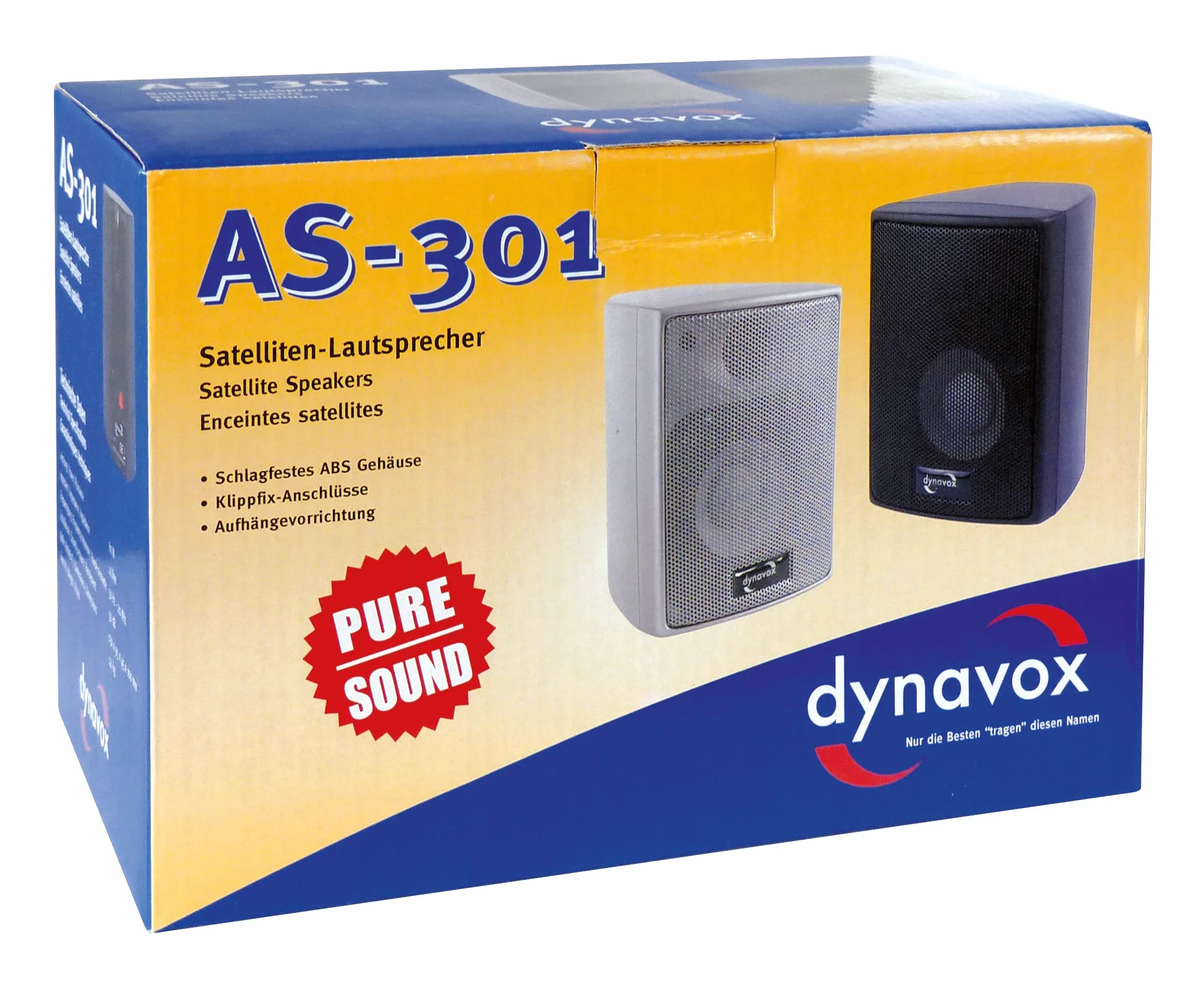 Dynavox AS-301 Altavoces satélite, par, para Cine en casa o Oficina, Caja Surround compacta, Montaje en Pared, Negro