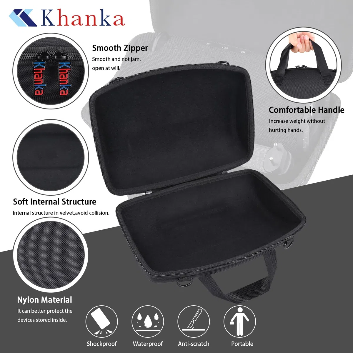 Khanka - Estuche rígido de Viaje de Repuesto para Altavoz Bluetooth portátil JBL Xtreme 4/3, Solo Estuche