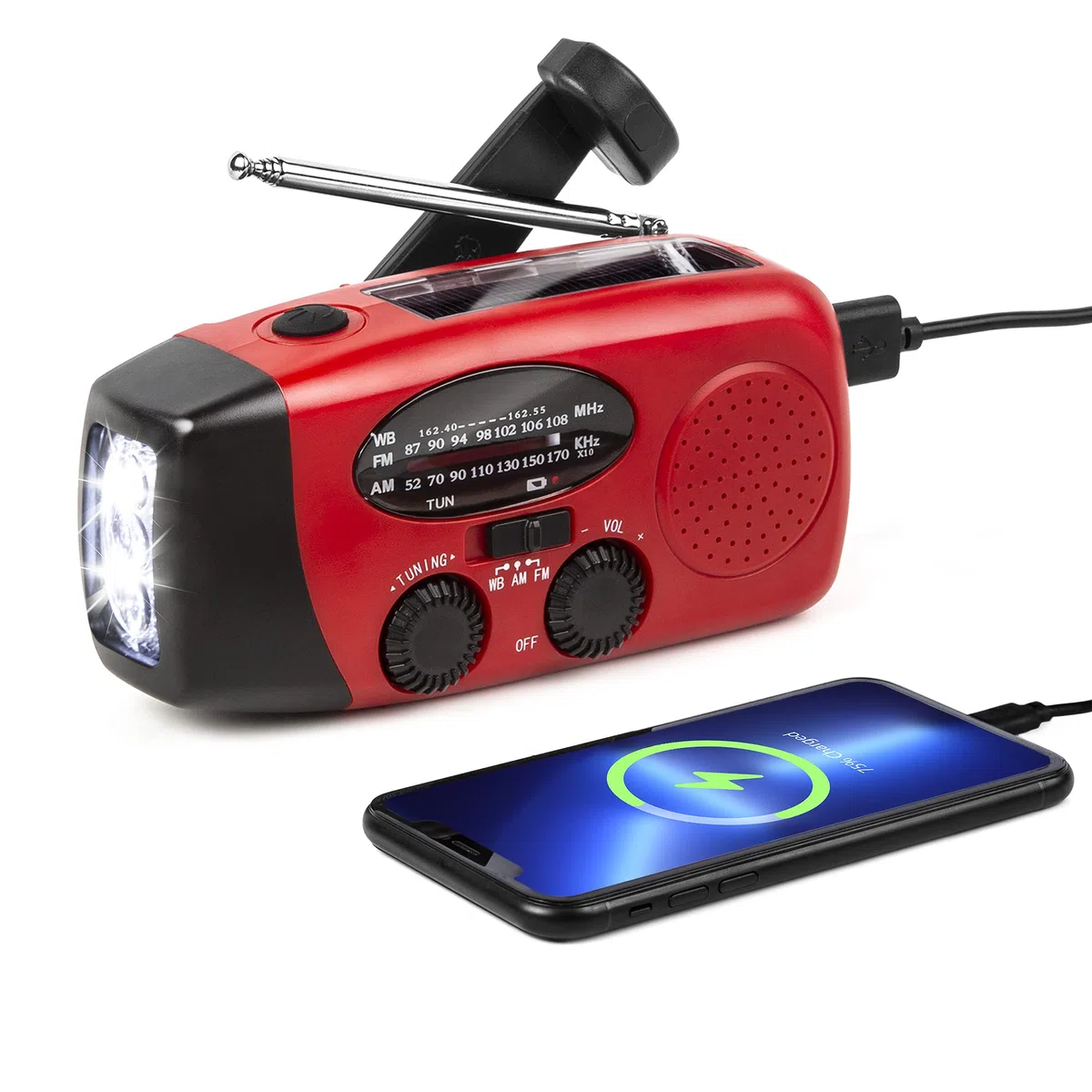 Radio Energía Solar de Emergencia y Meteorológica NOAA, Radio Linterna Dinámica, Alarma SOS Radiolina Portátil y Recargable