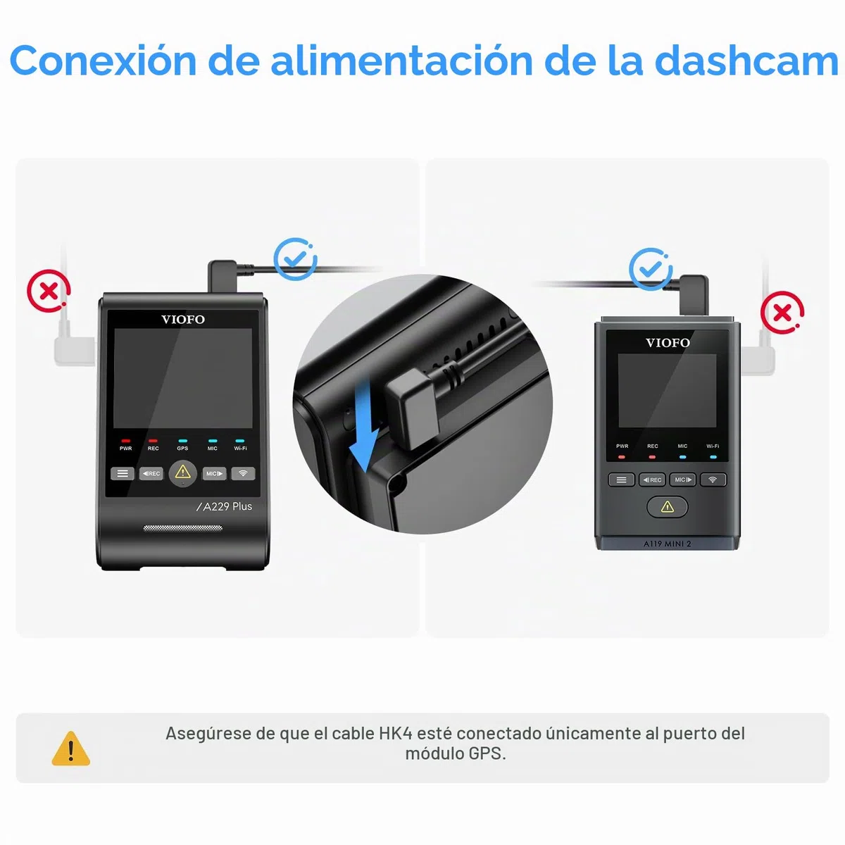 VIOFO HK4 Acc HardWire Kit para A329/T130/A119 Mini 2/WM1/A229/A139 Serie, activa modo de estacionamiento y protección de baja tensión, fusible necesario